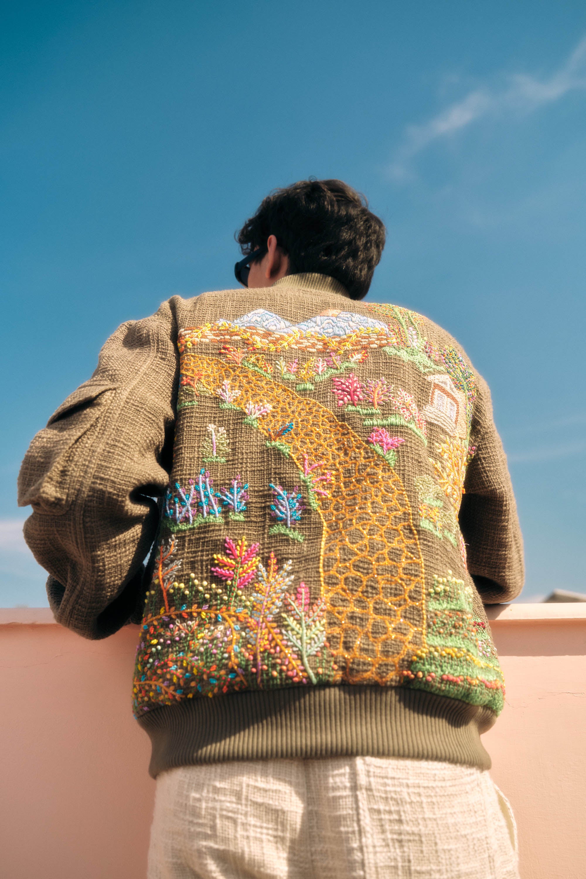 Landscape hand embroidered jacket