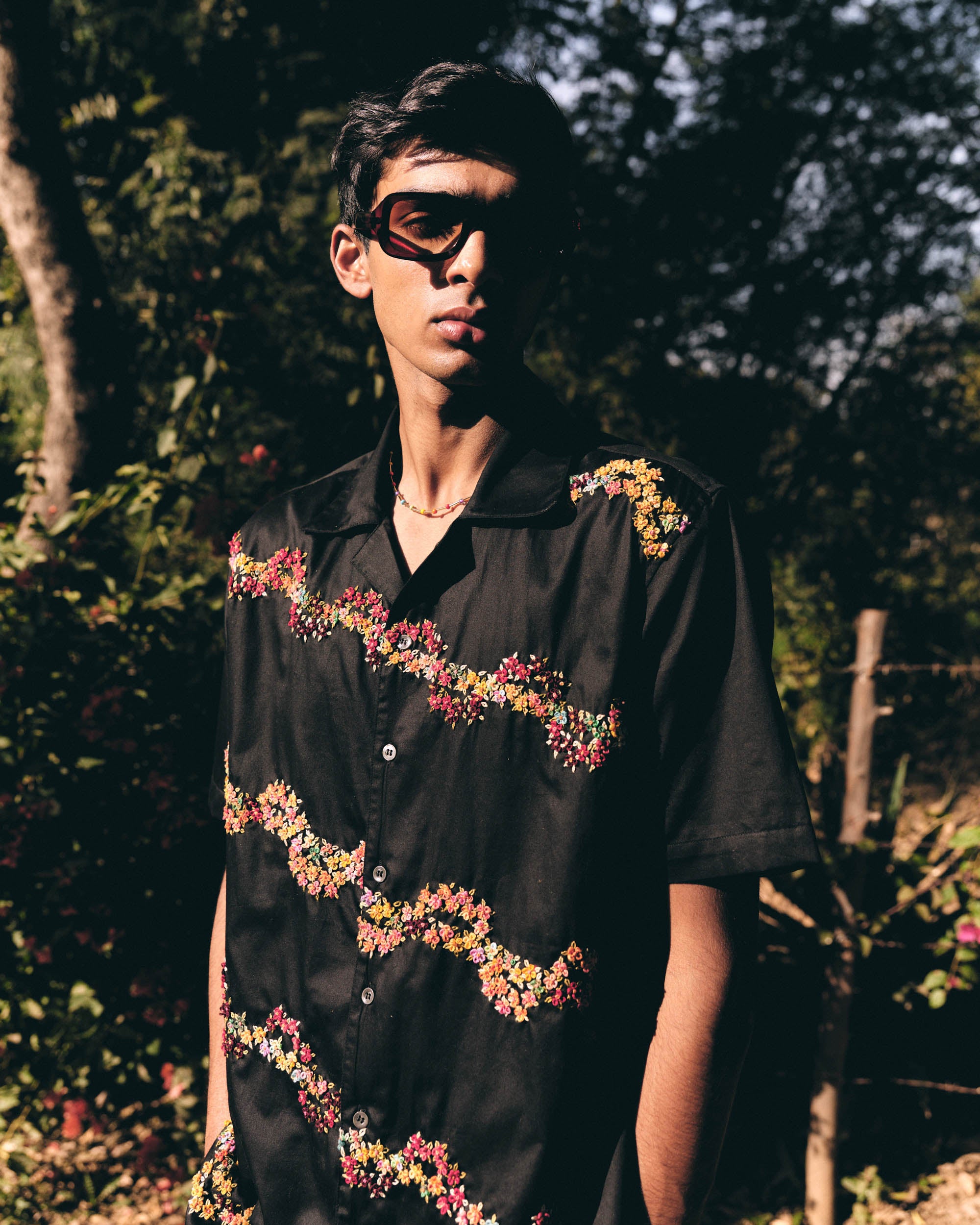 "Valley of flowers" hand embroidered Shirt