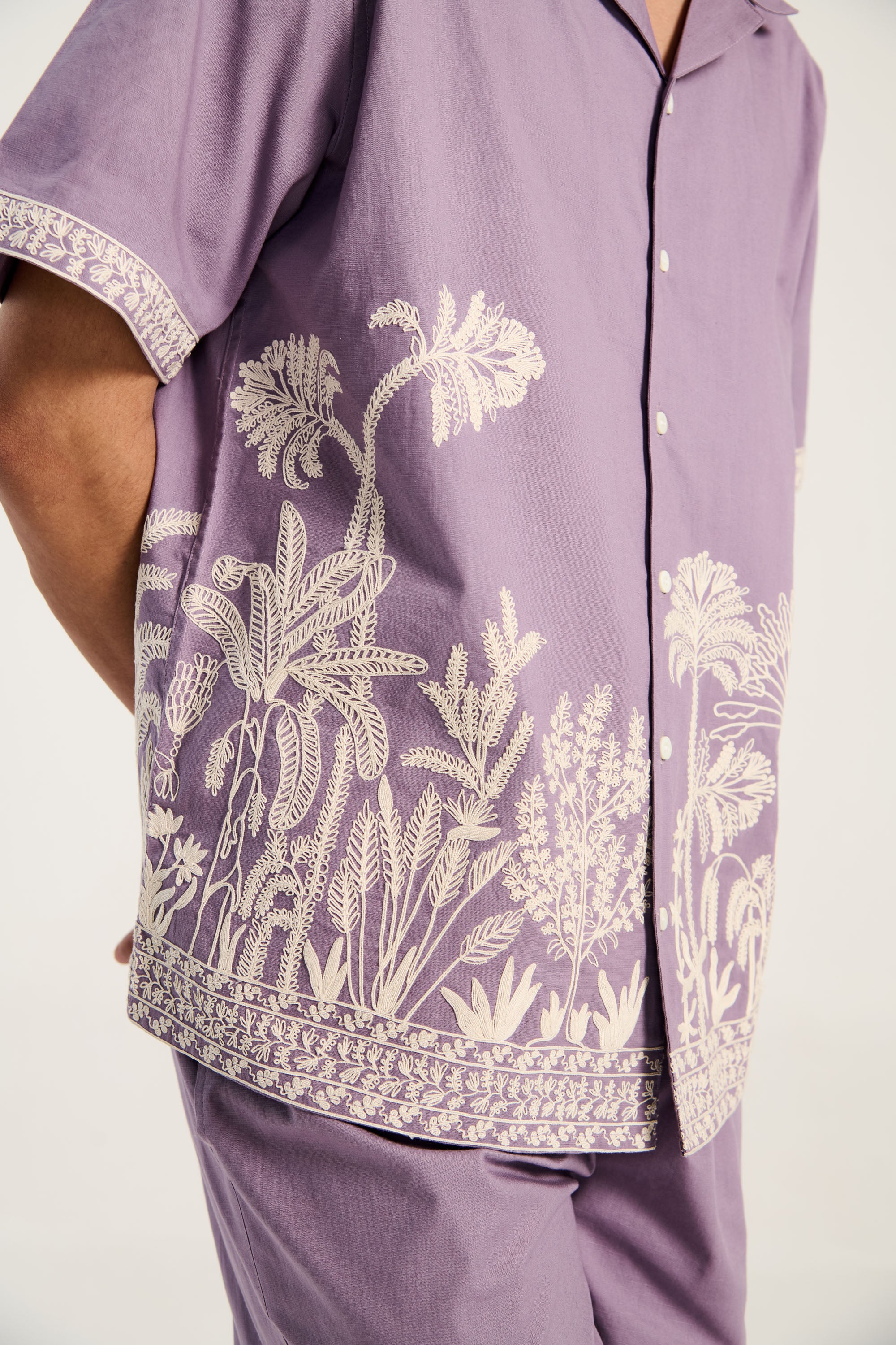 "Palm paradise" embroidered shirt