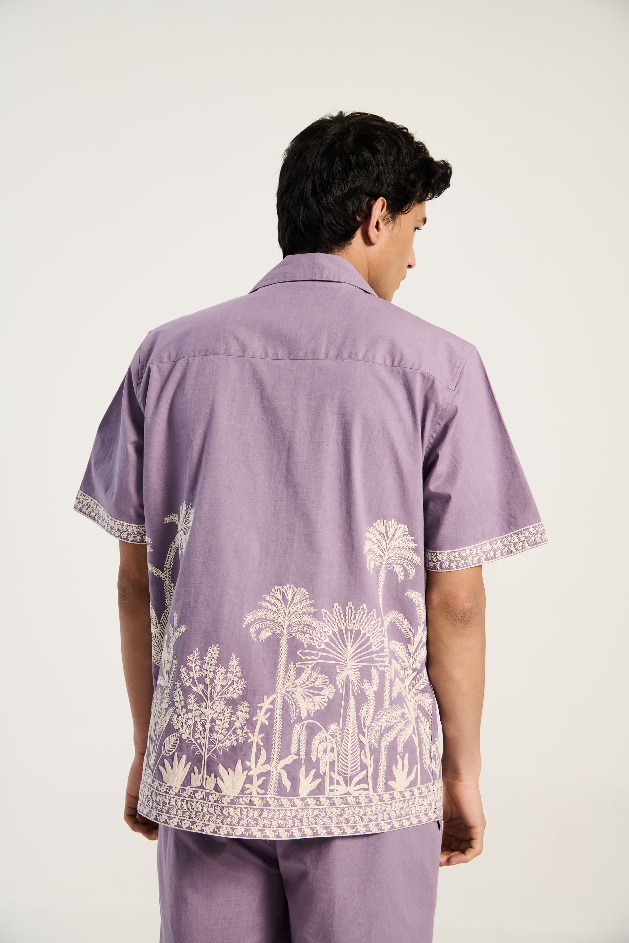 "Palm paradise" embroidered shirt