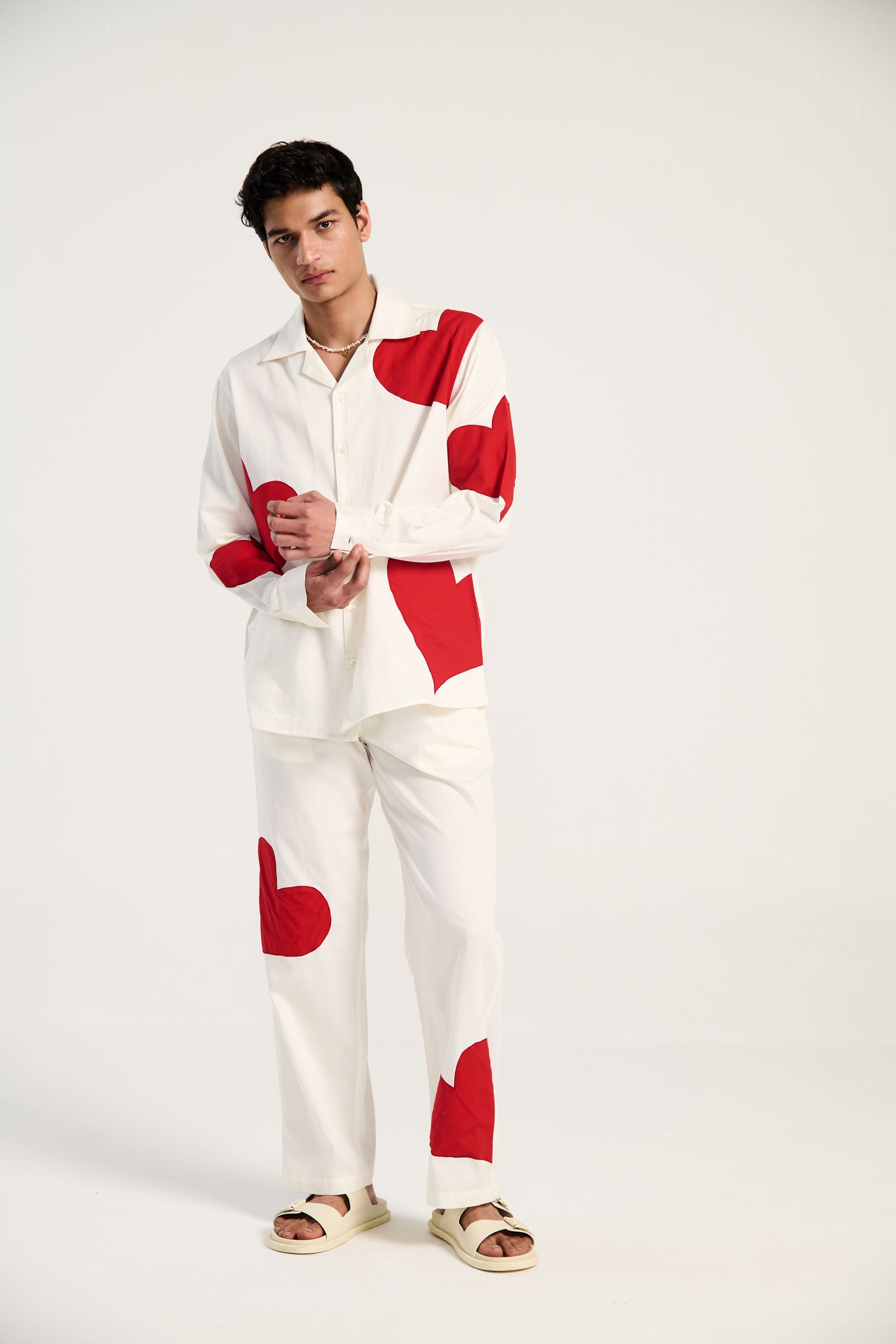 Hearts appliqué full sleeves shirt