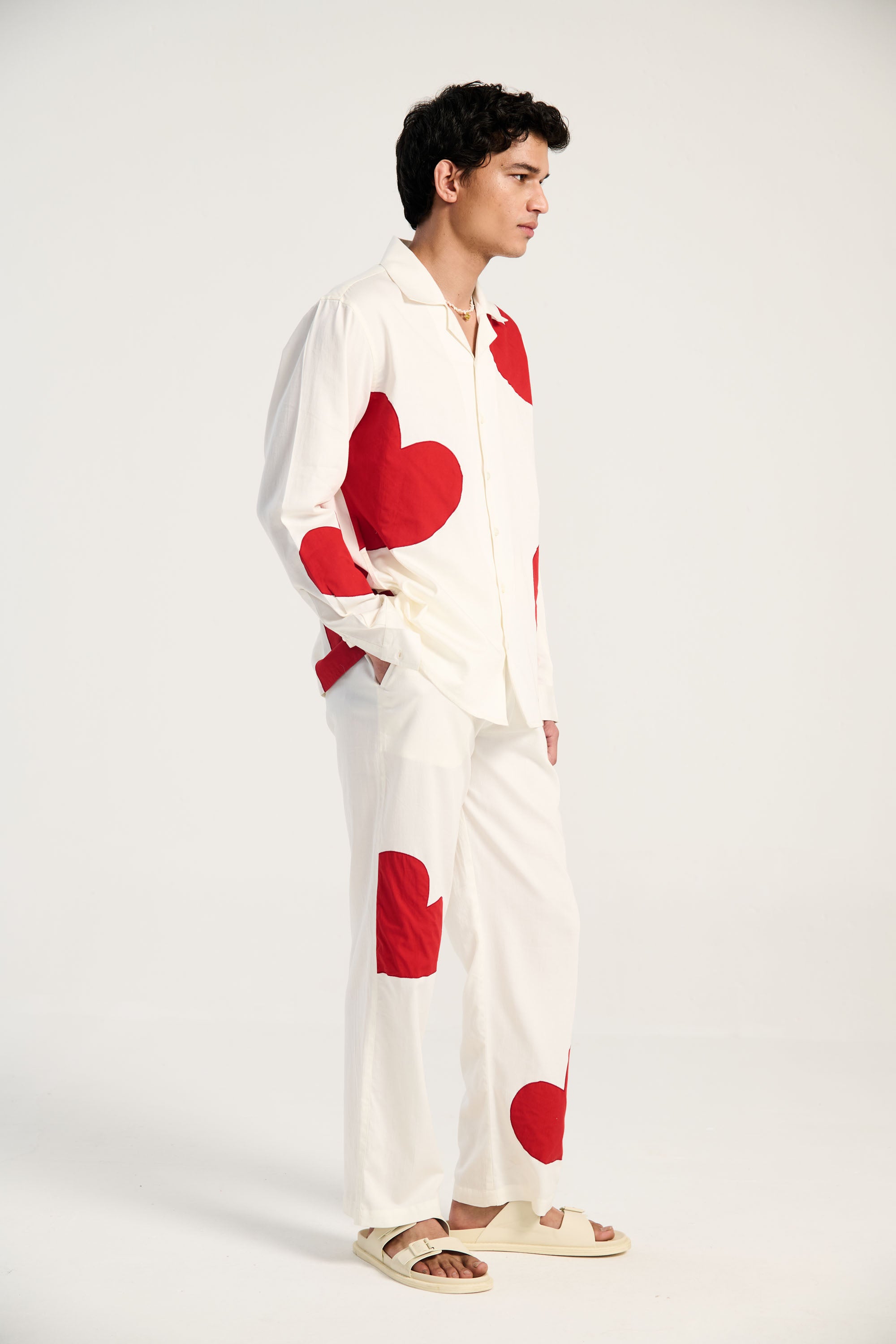 Hearts appliqué full sleeves shirt