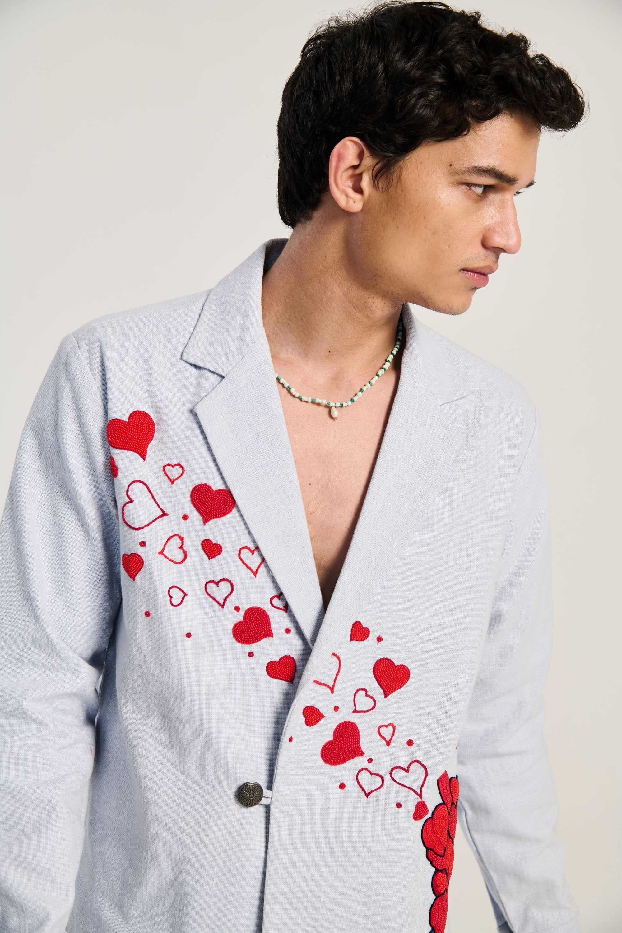 "Lovers in the city" hand embroidered resort blazer