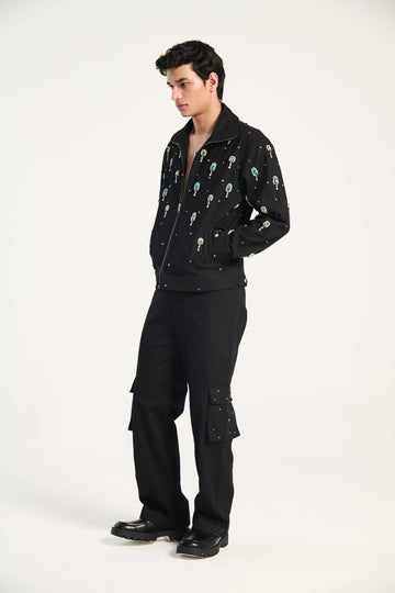 "Midnight in Miami" hand embroidered cargo pants