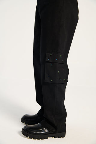 "Midnight in Miami" hand embroidered cargo pants