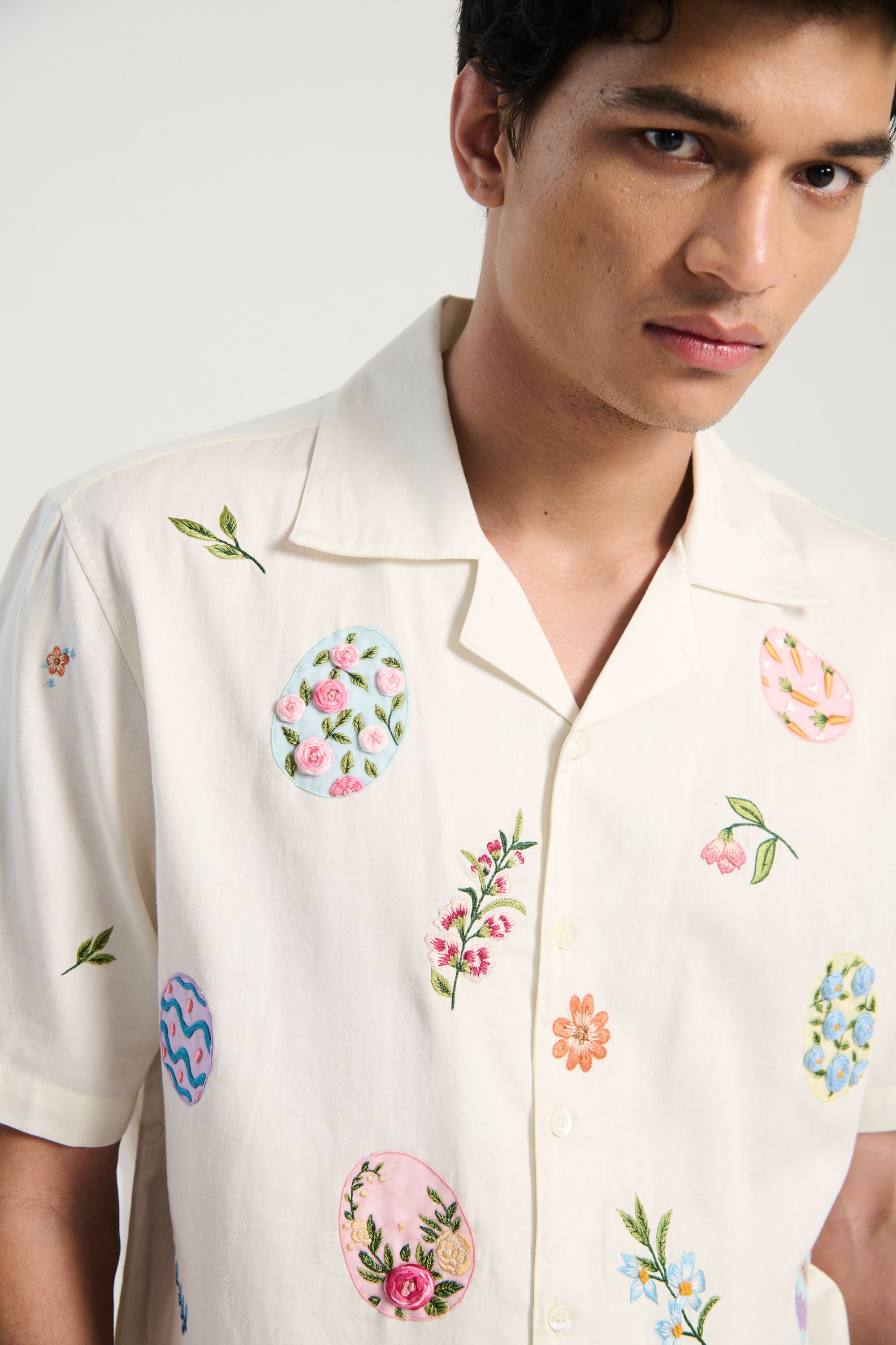 "Easter eggs" hand embroidered Shirt