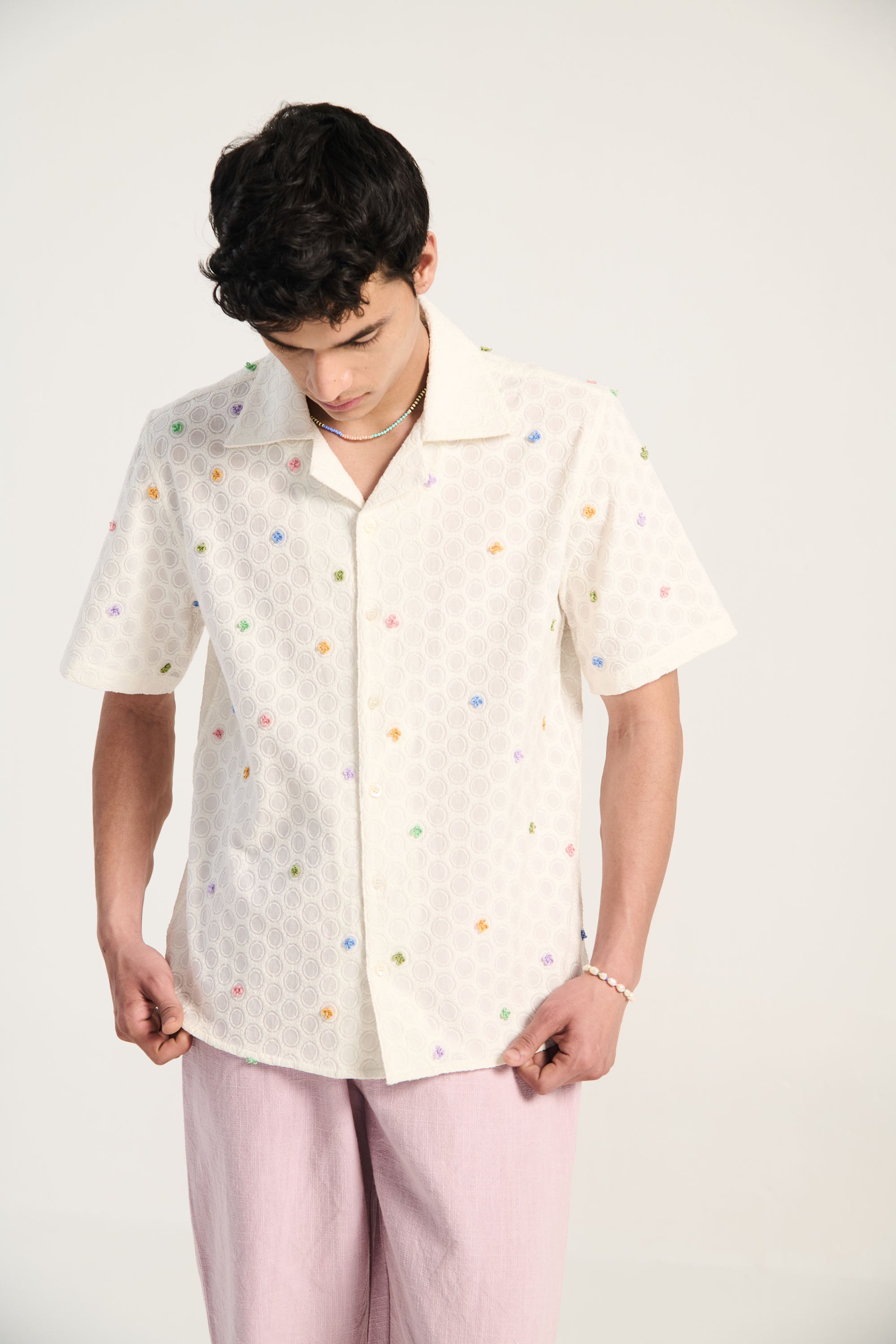 "Tooti frooti" hand embroidered shirt