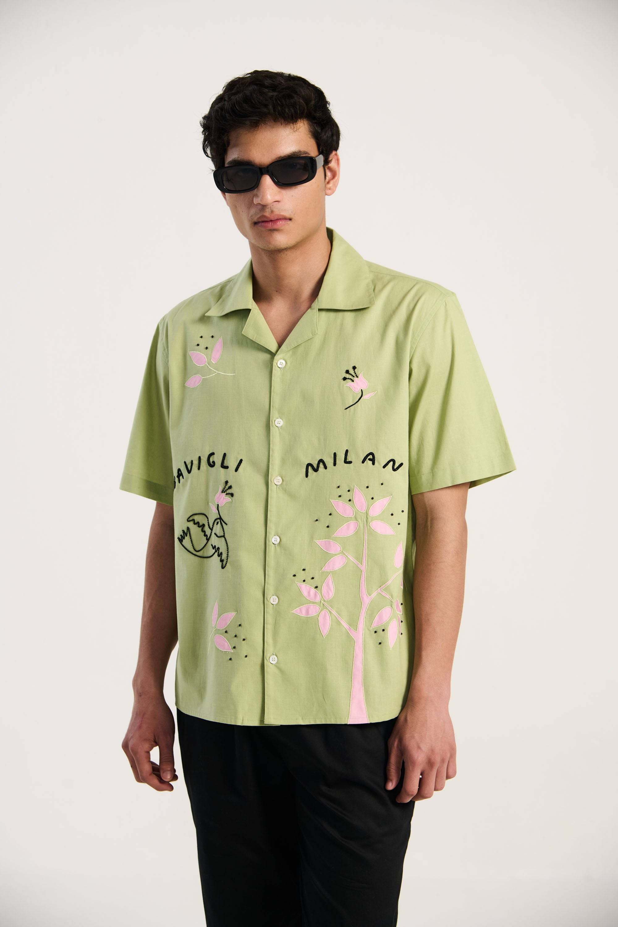 "Le Milan" hand embroidered shirt