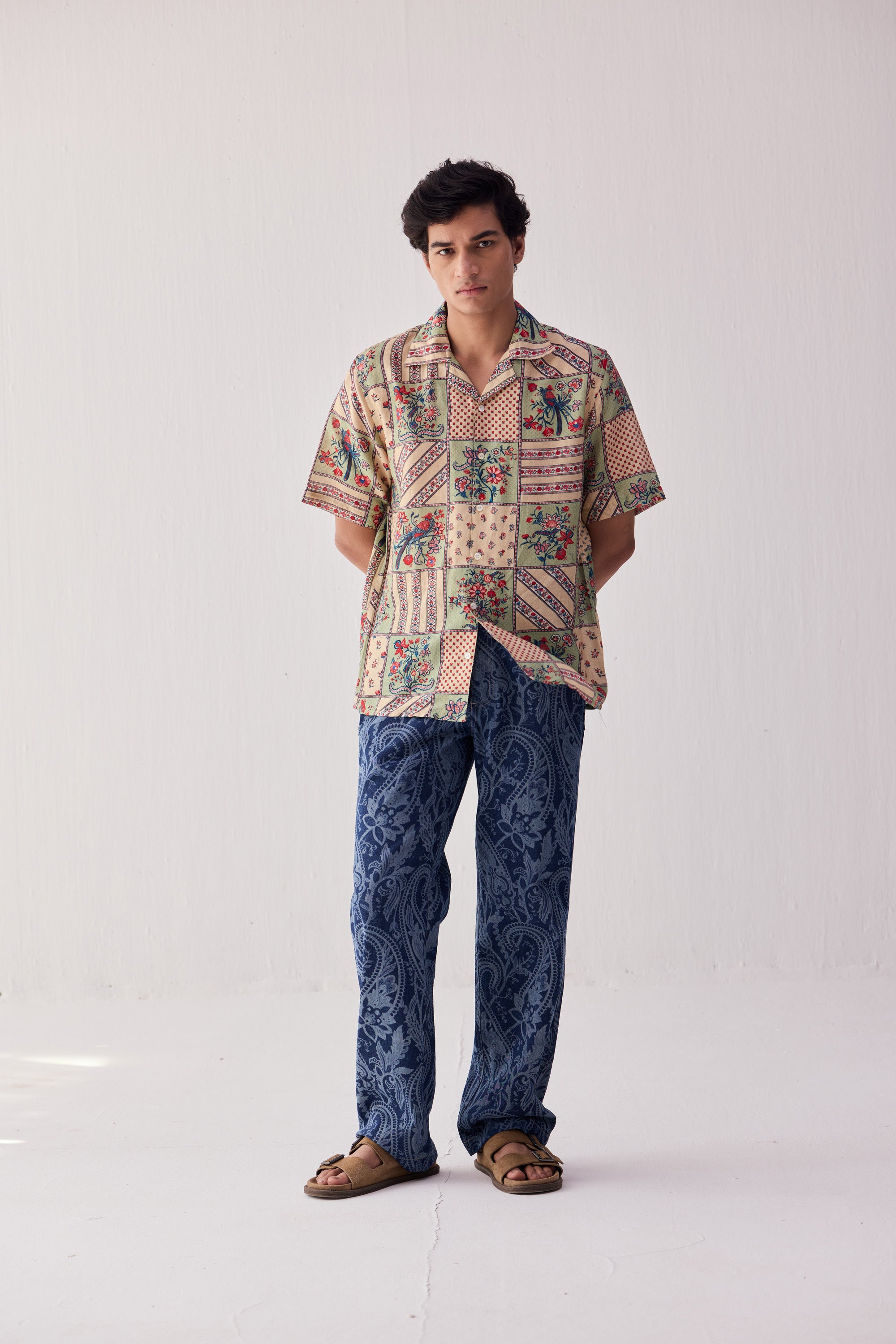 "Le Corsica" patchwork print shirt