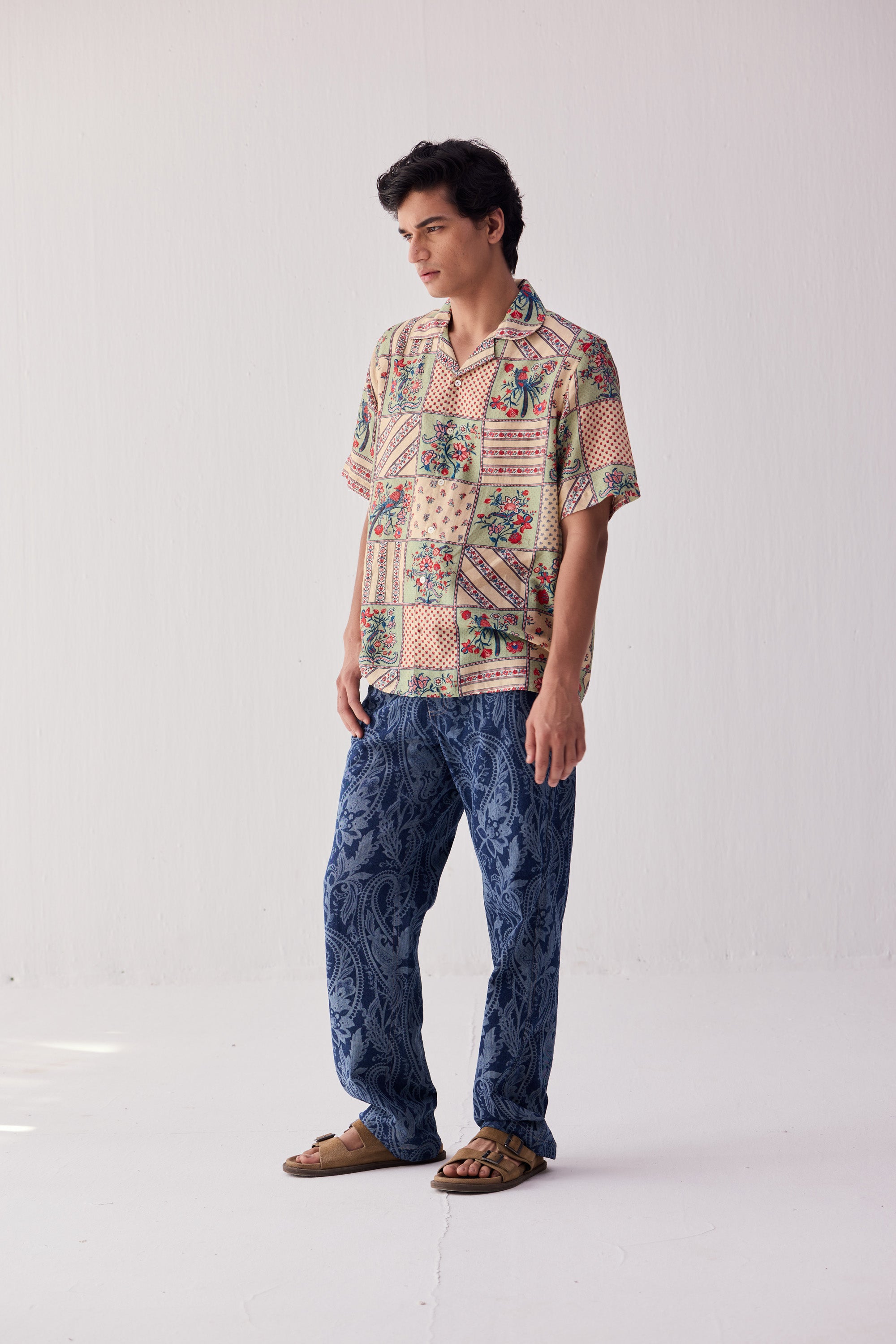 Paisley straight fit denim pants