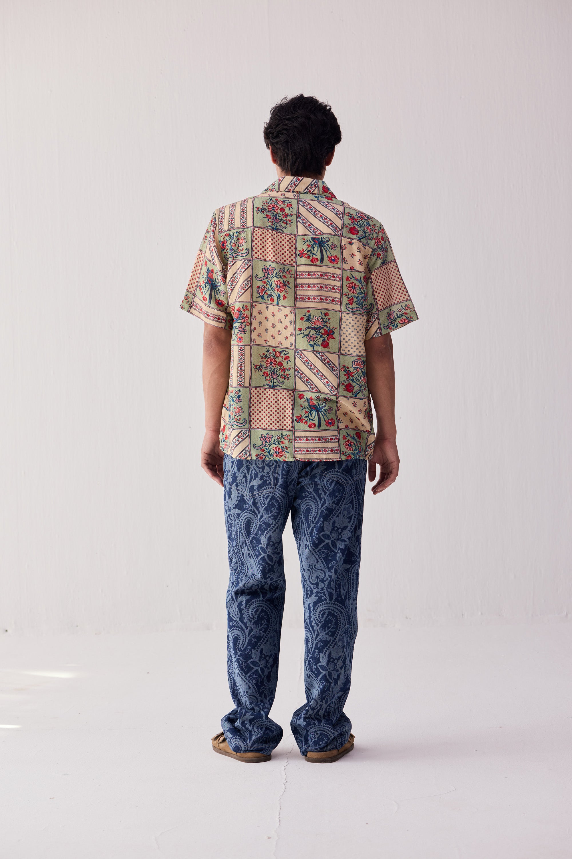 Paisley straight fit denim pants