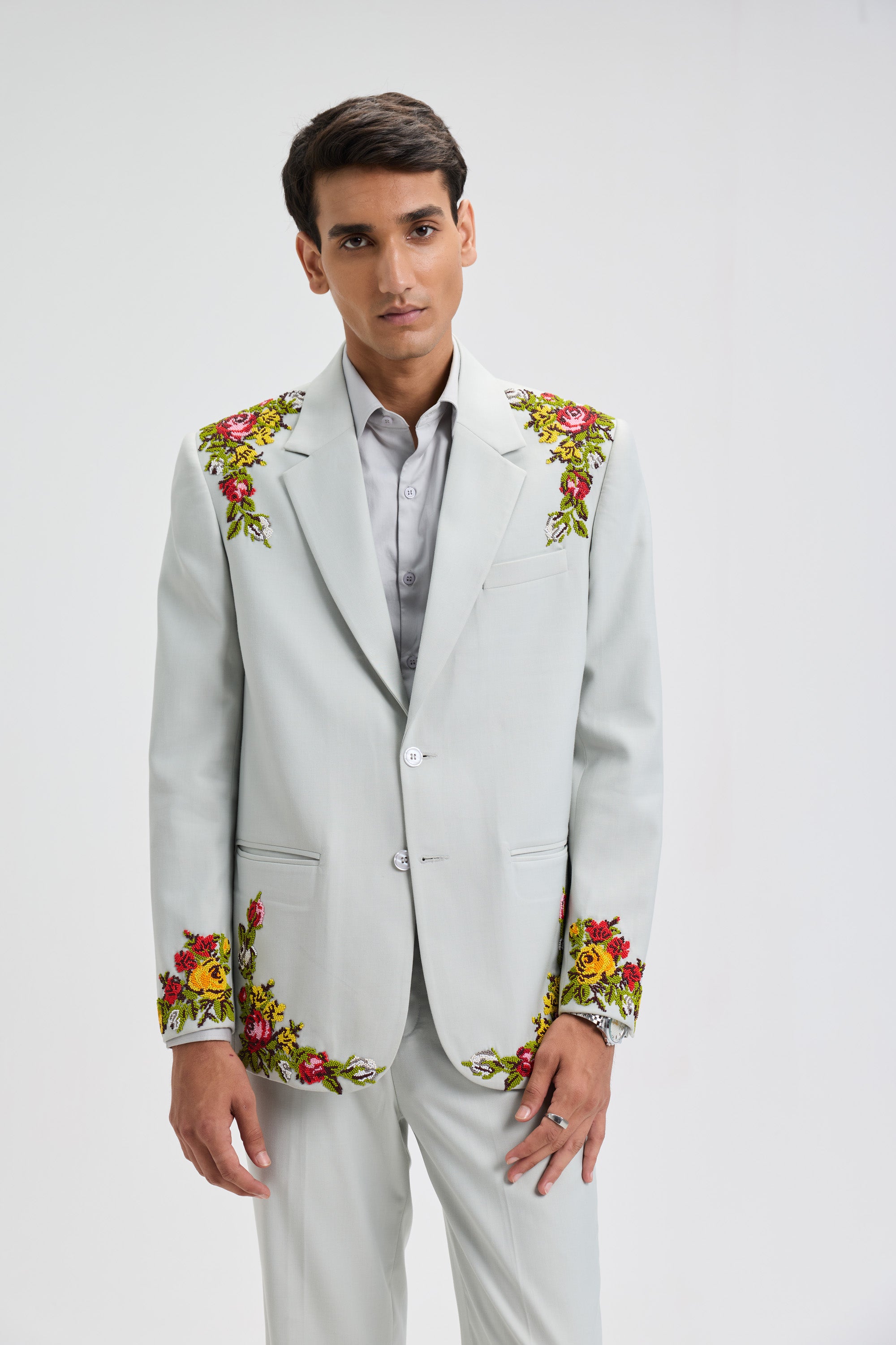 "Versailles Garden" hand embroidered blazer