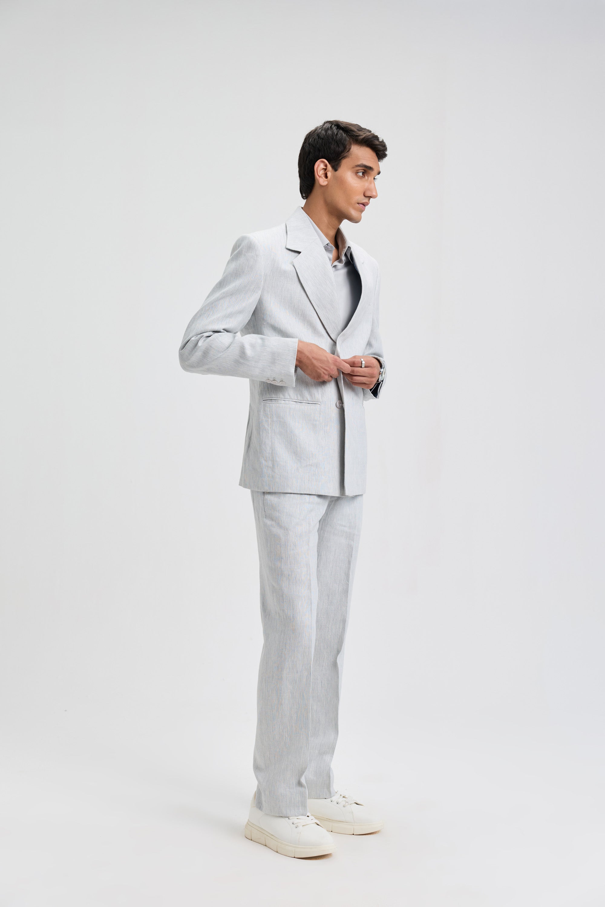 Light Grey Tailored Linen Pants