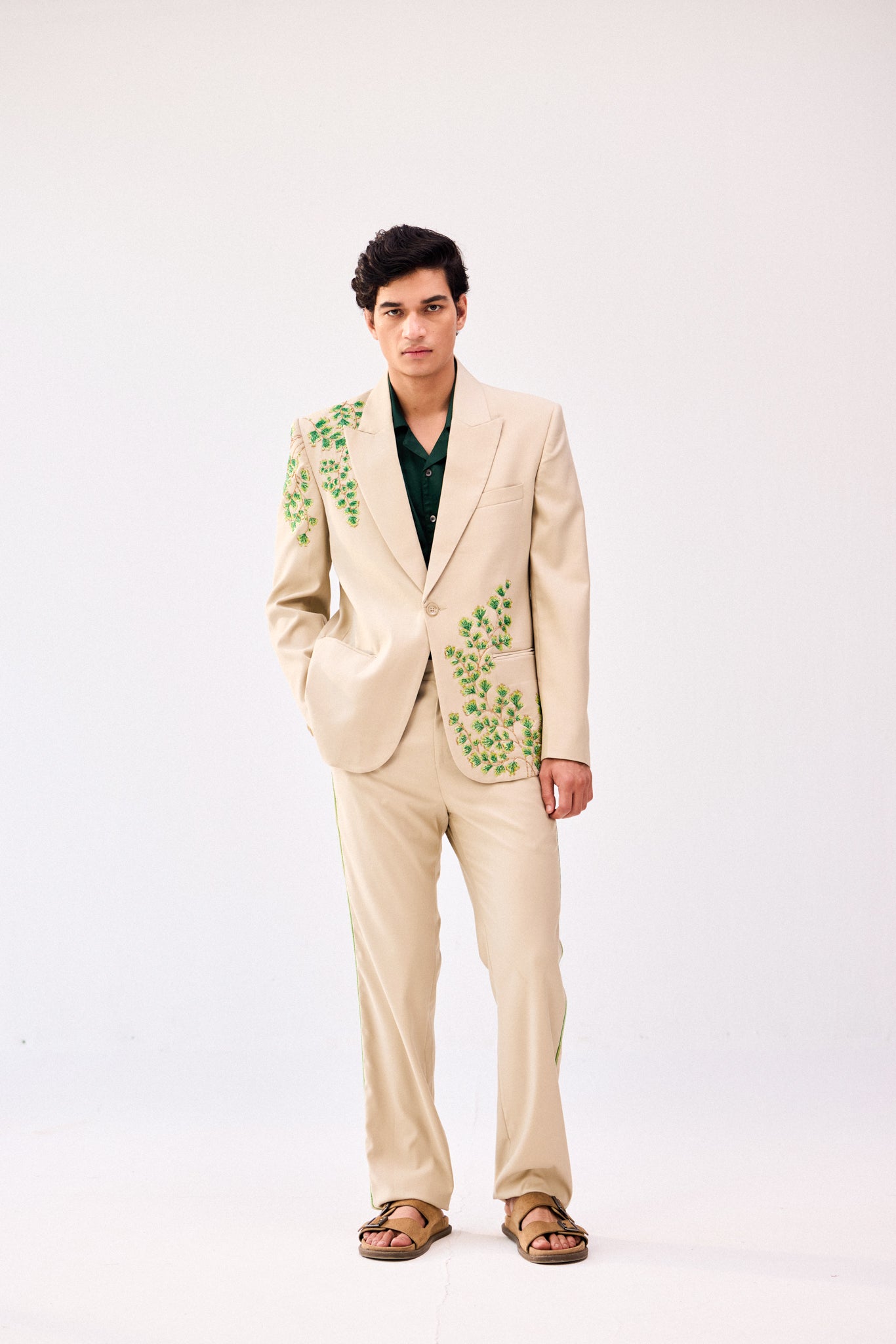 Botanical hand embroidered blazer