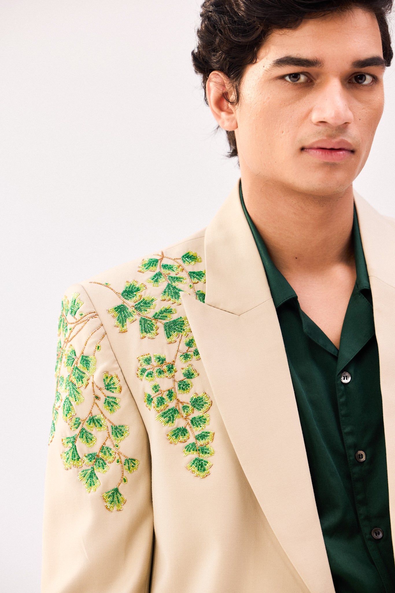 Botanical hand embroidered blazer