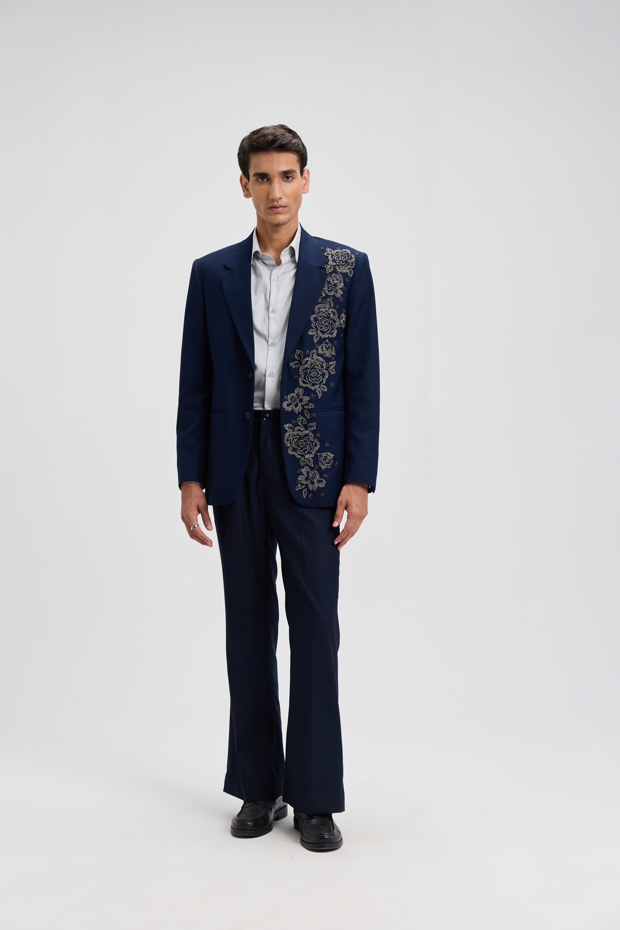 "Nocturne Rose" hand embroidered blazer