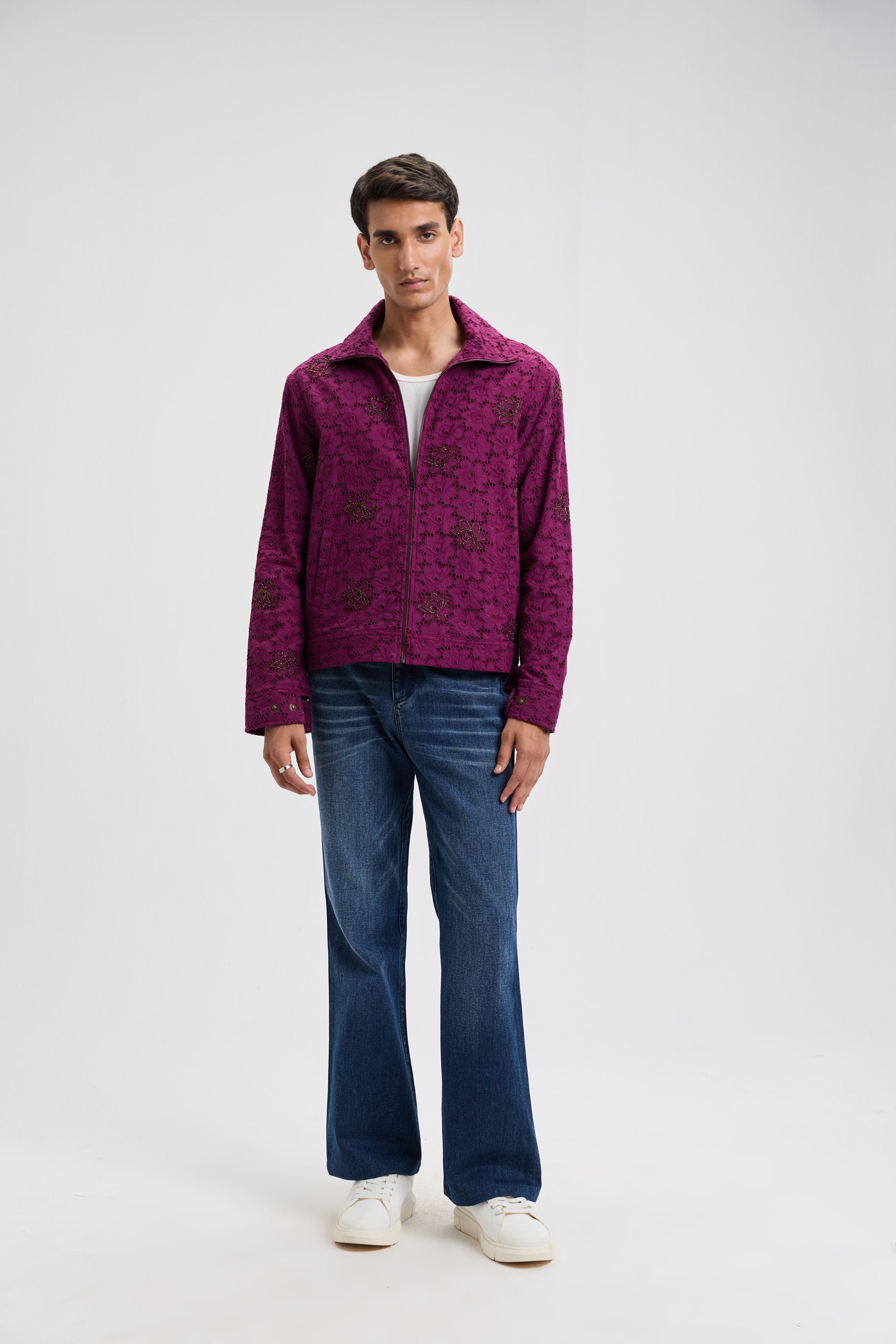 "Le Vienna" hand embellished zip up jacket