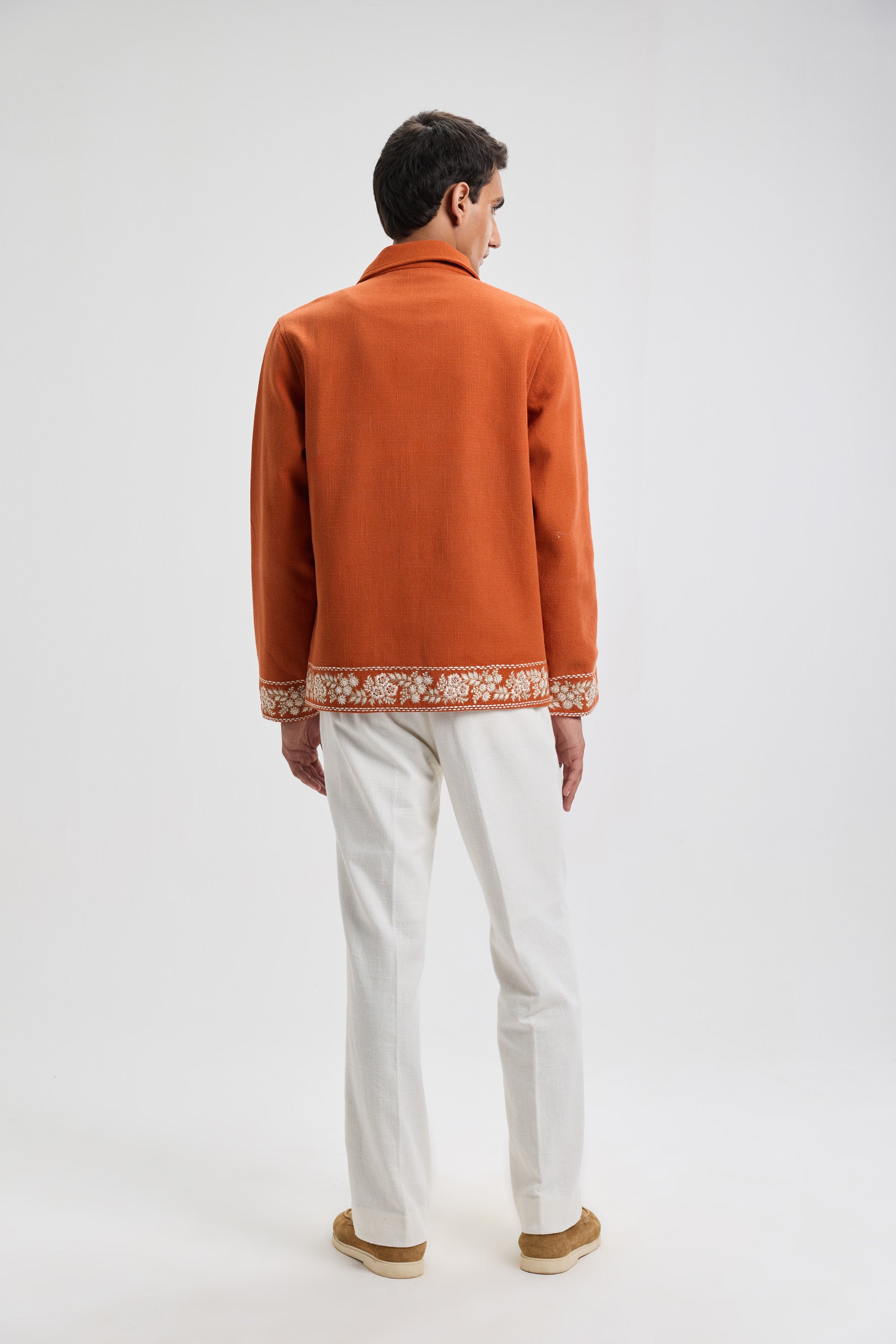 Vintage embroidered zip up jacket- Rust orange