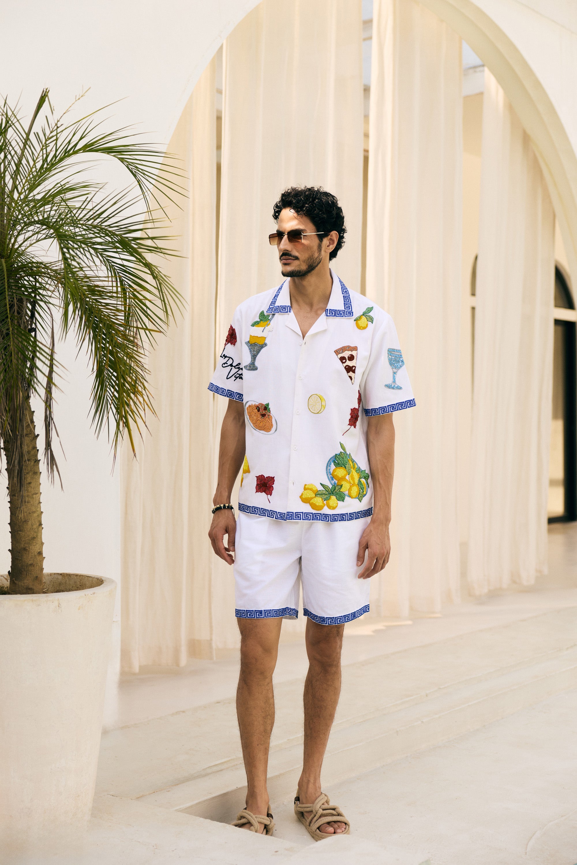 “An Italian Summer” hand embroidered shirt