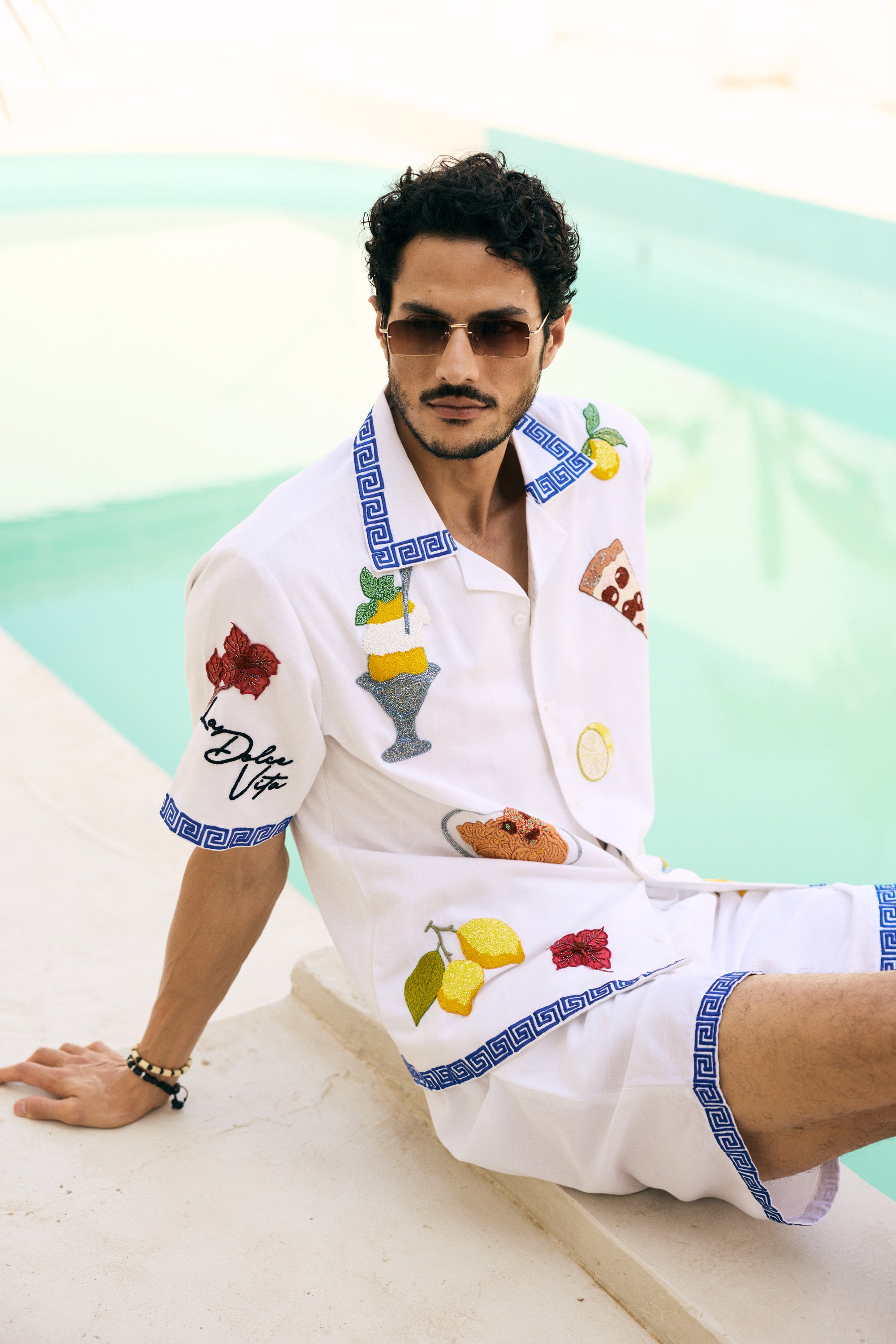 “An Italian Summer” hand embroidered shirt