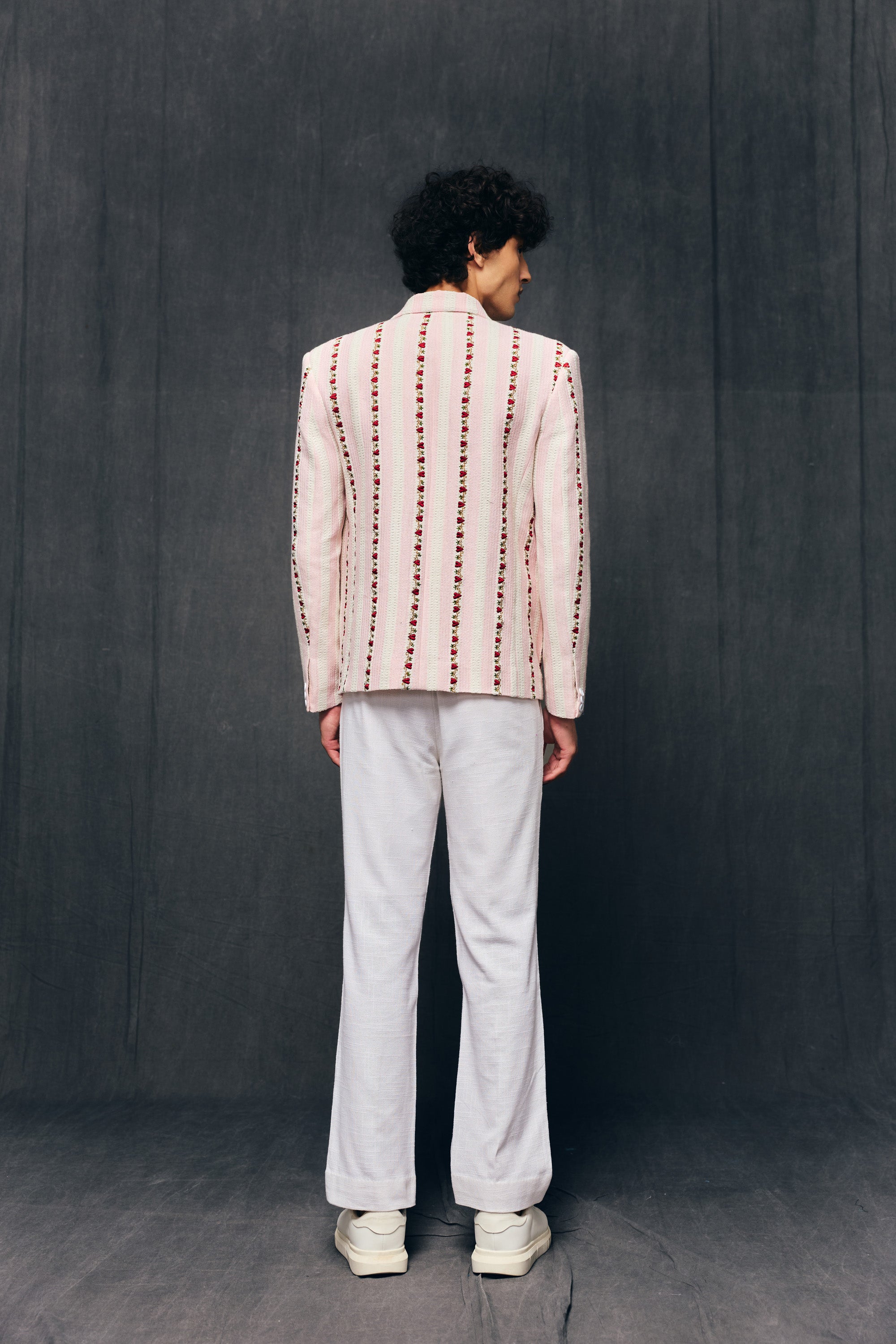 "Love stripes" embroidered blazer