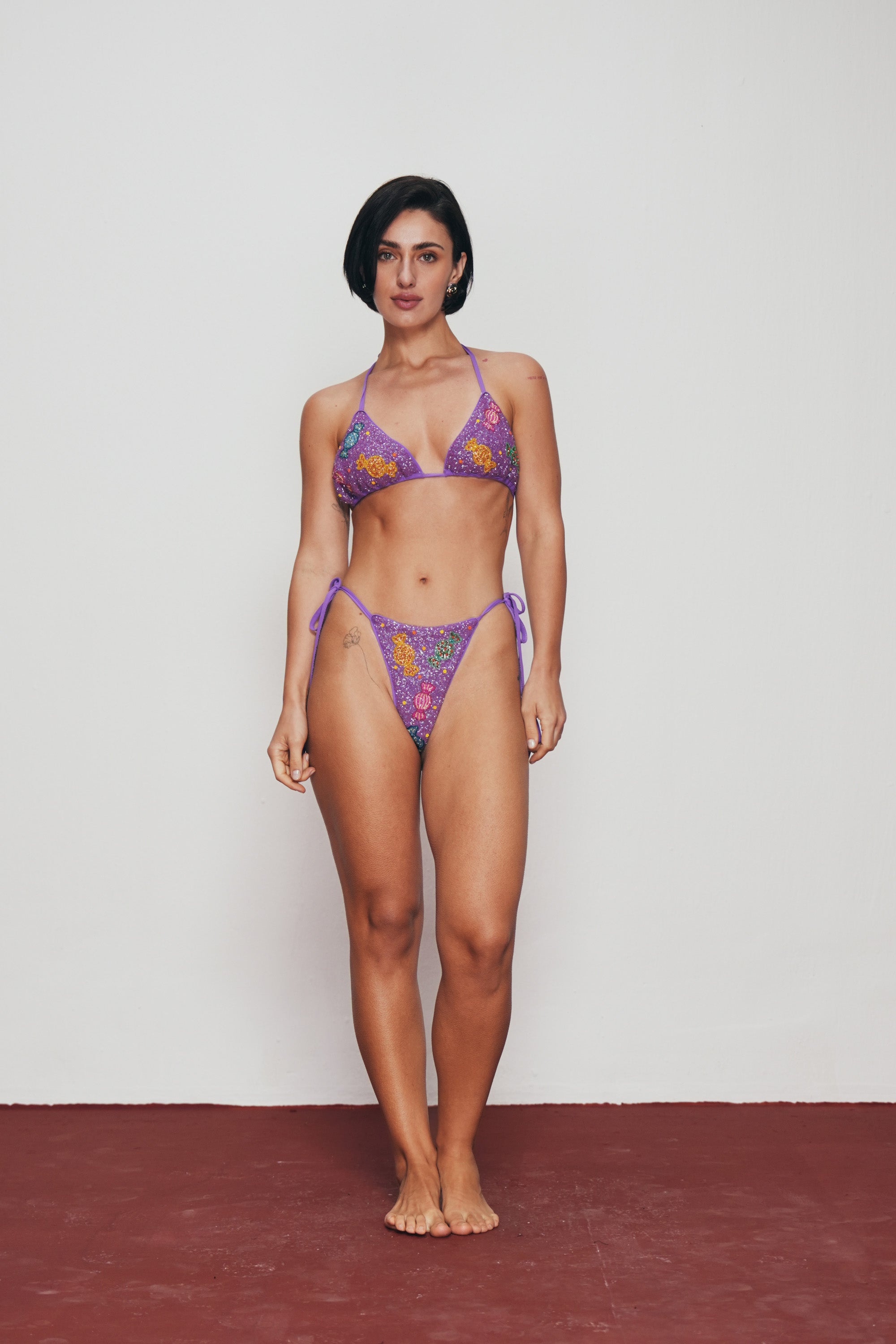 "Sugar Rush" hand embroidered Bikini Bottom