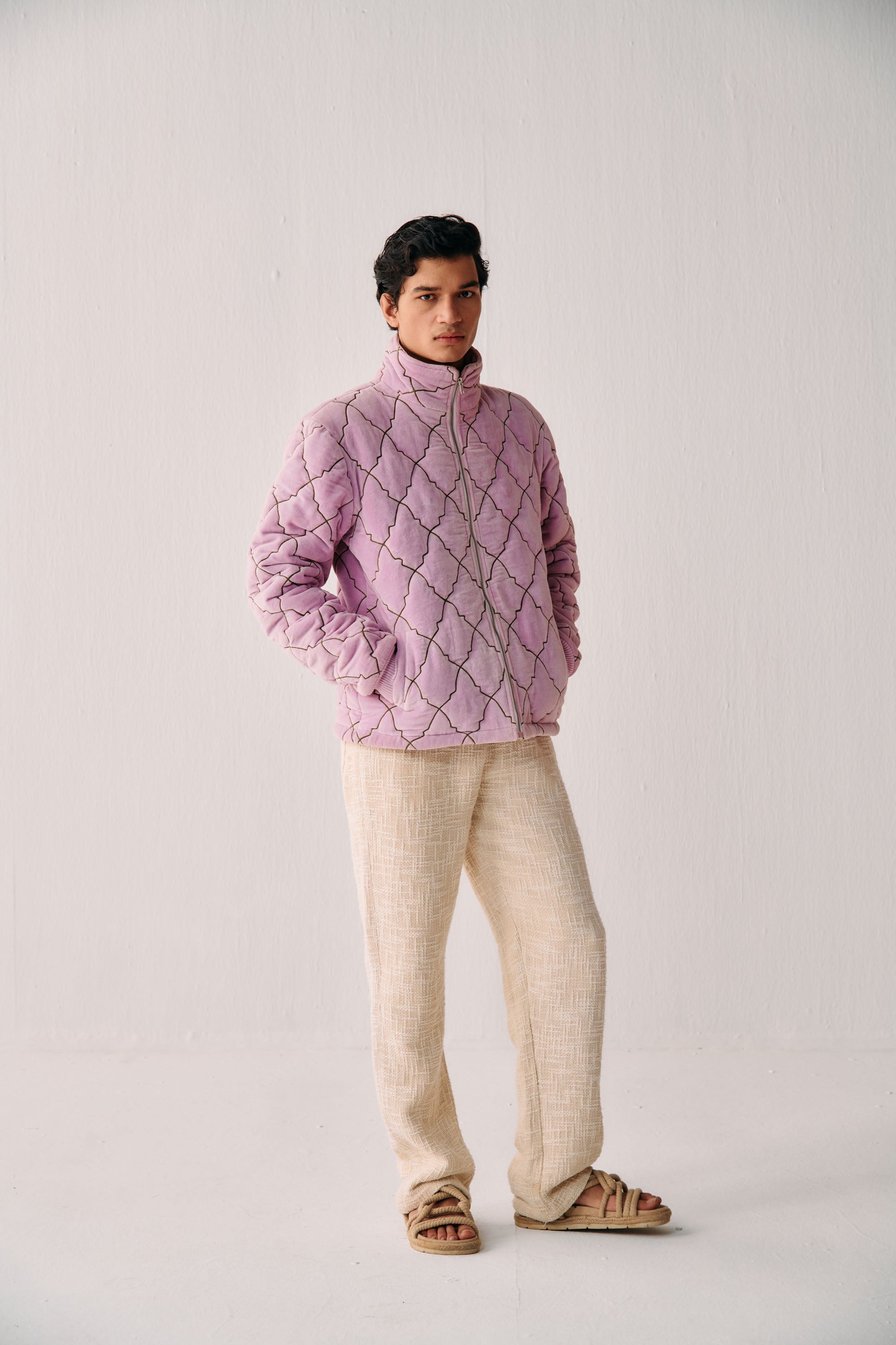 "Pink city" quilted jacket