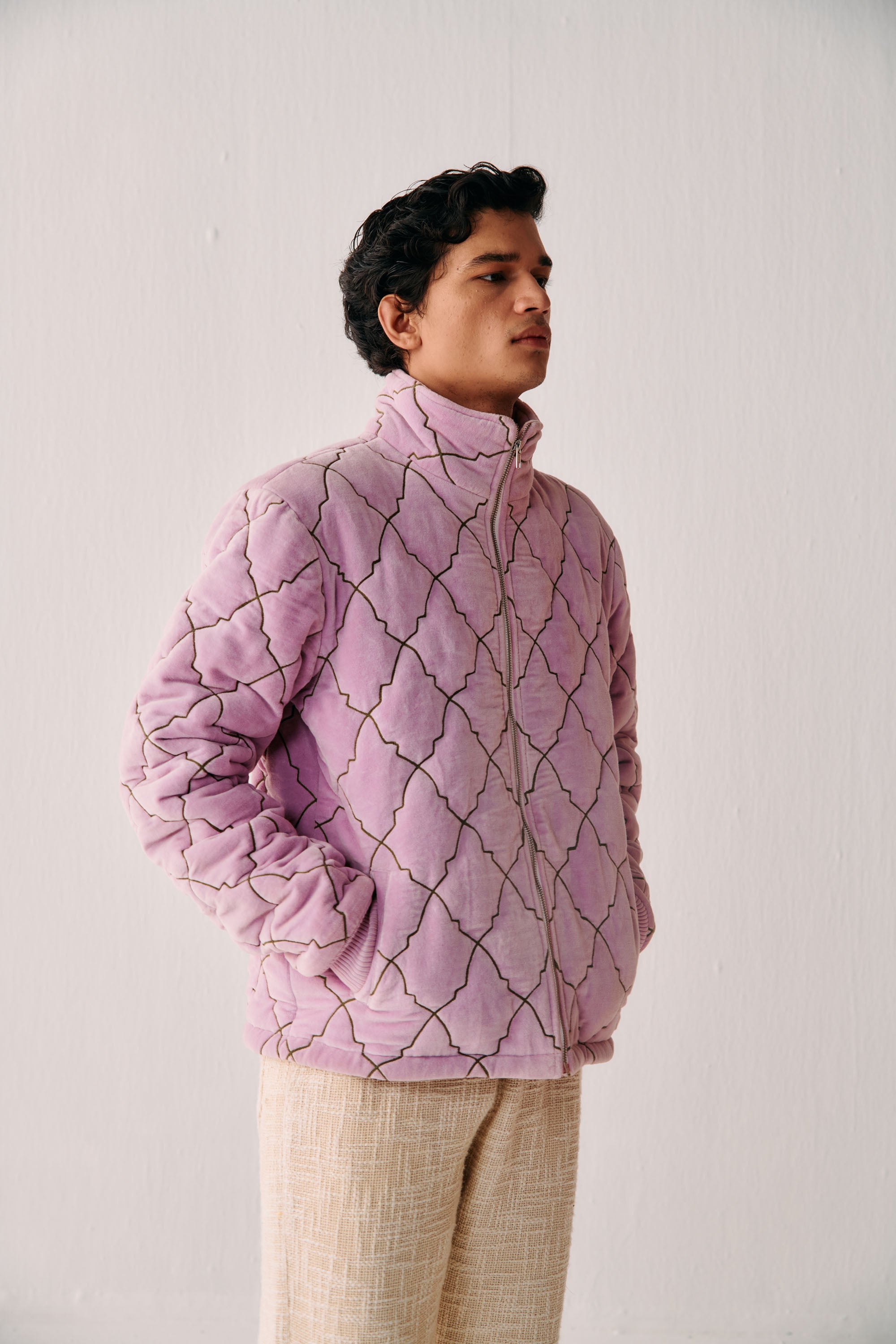 "Pink city" quilted jacket