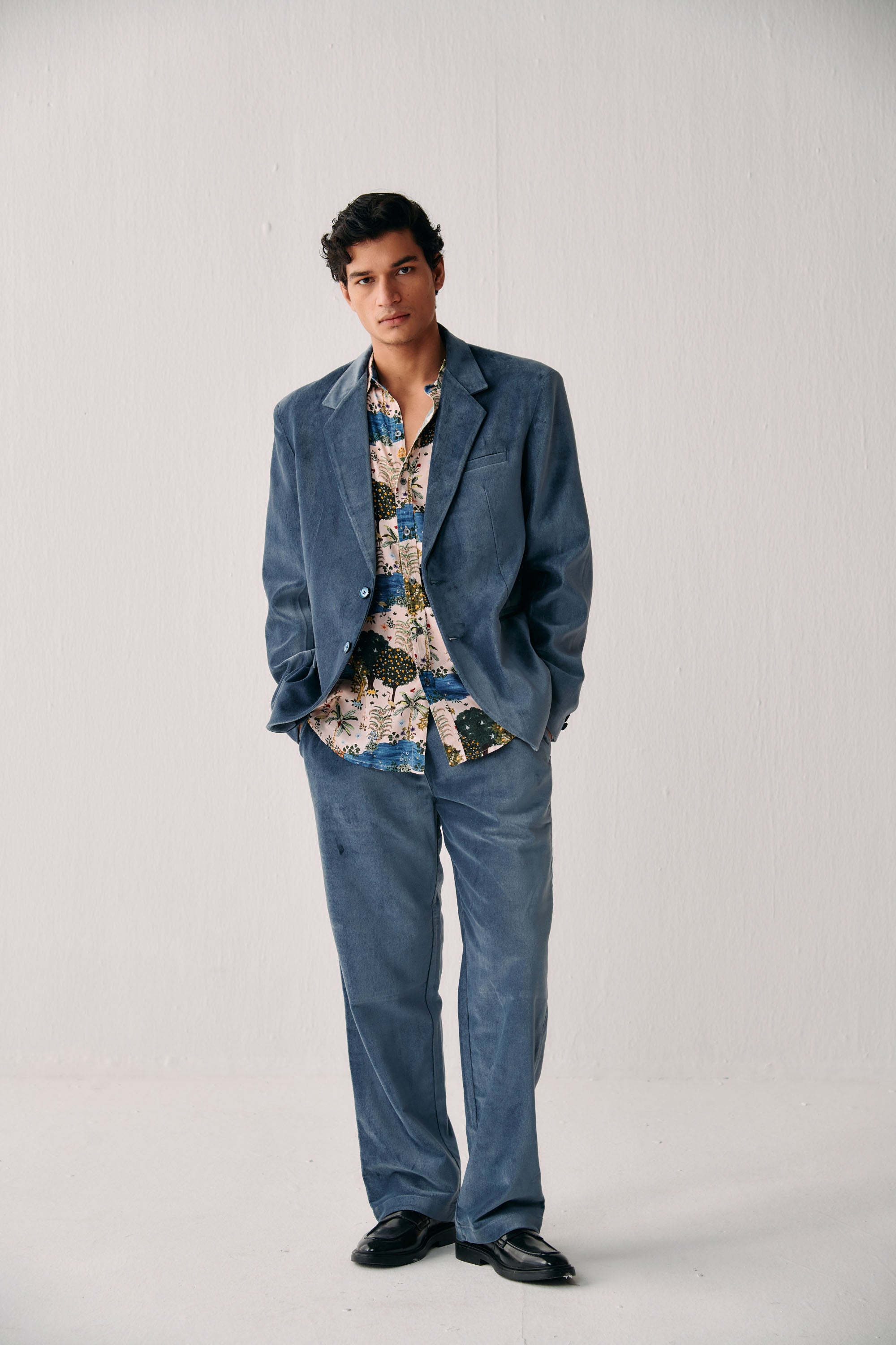 Ice blue velvet lounge pants