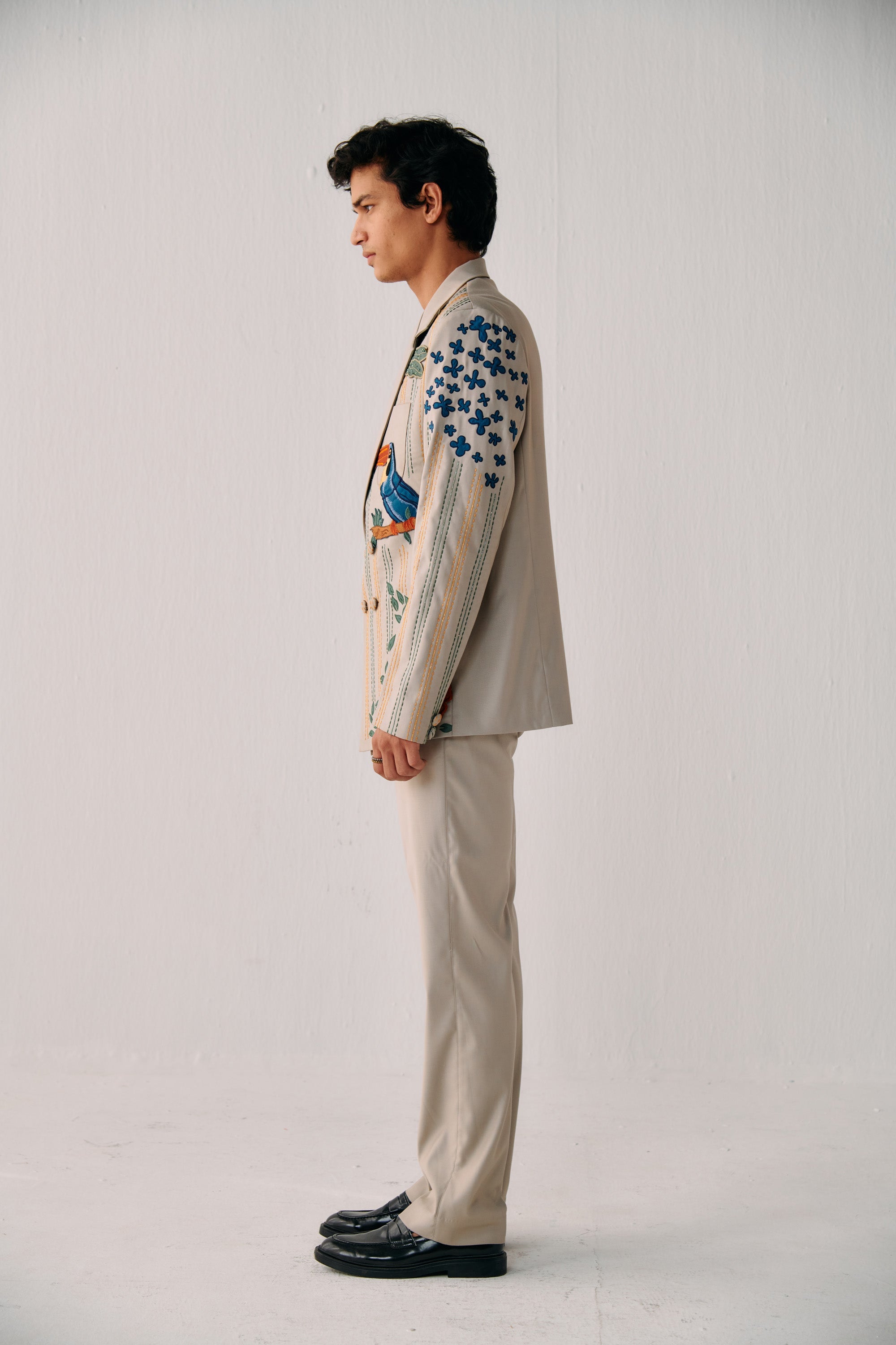 Tropical hand embroidered blazer