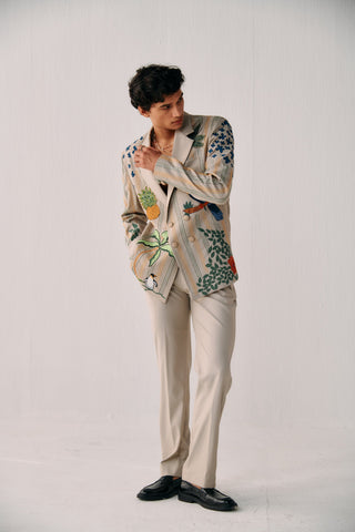 Tropical hand embroidered blazer