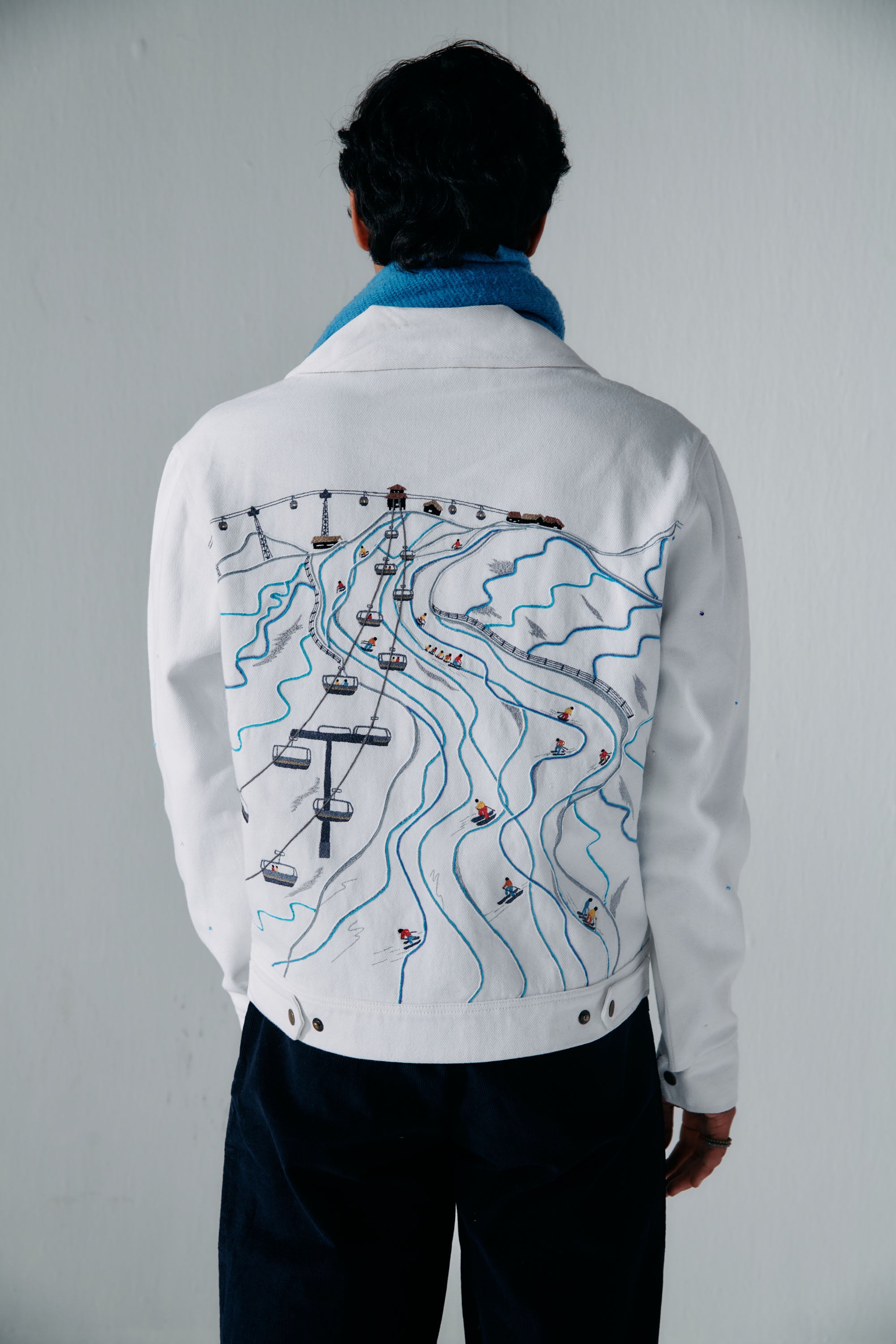 Embroidered Ski Jacket White