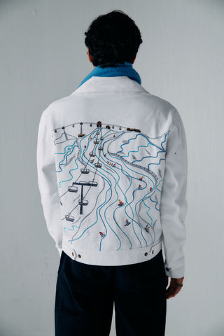 Ski lines hand embroidered jacket
