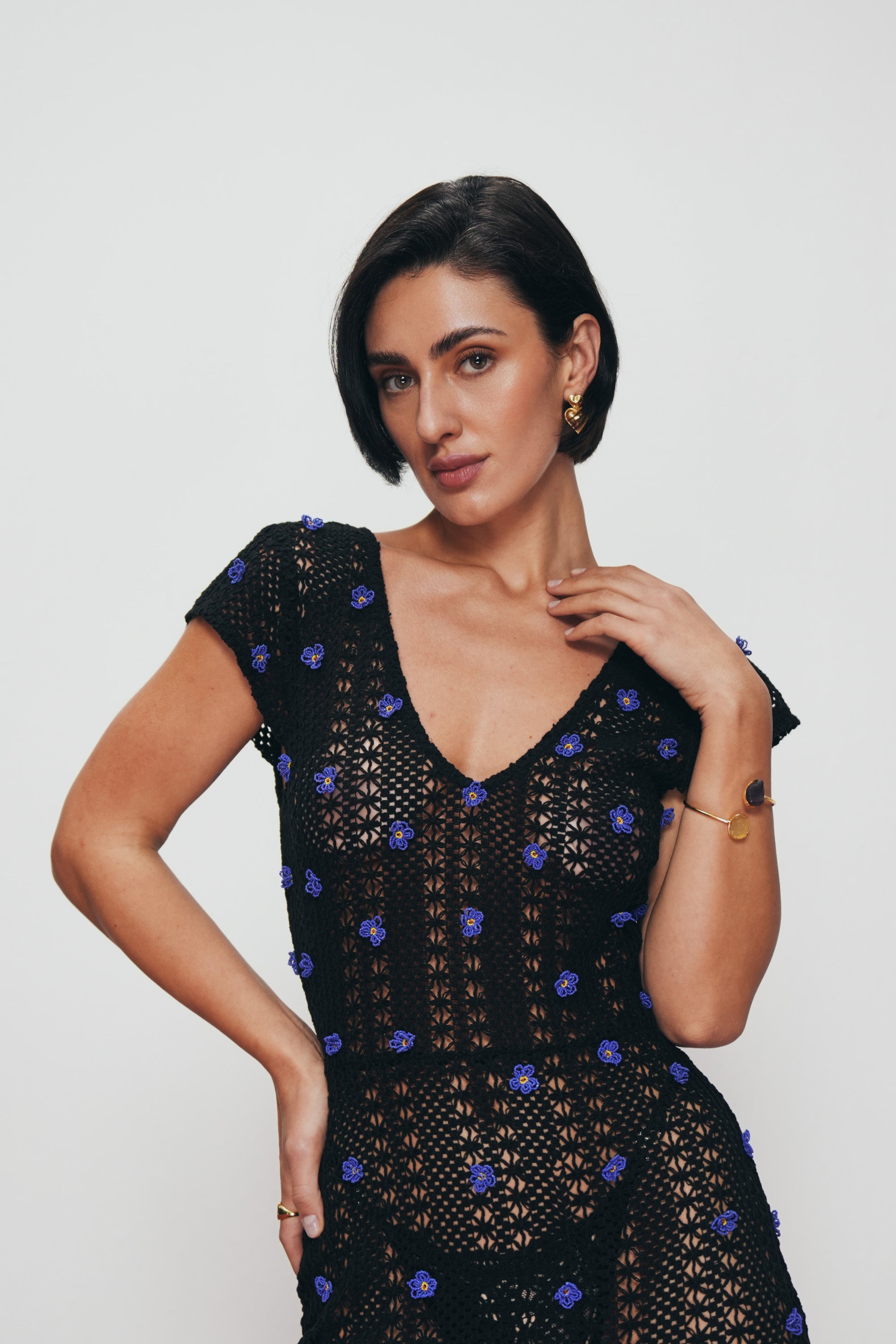 Amara hand beaded lace dress