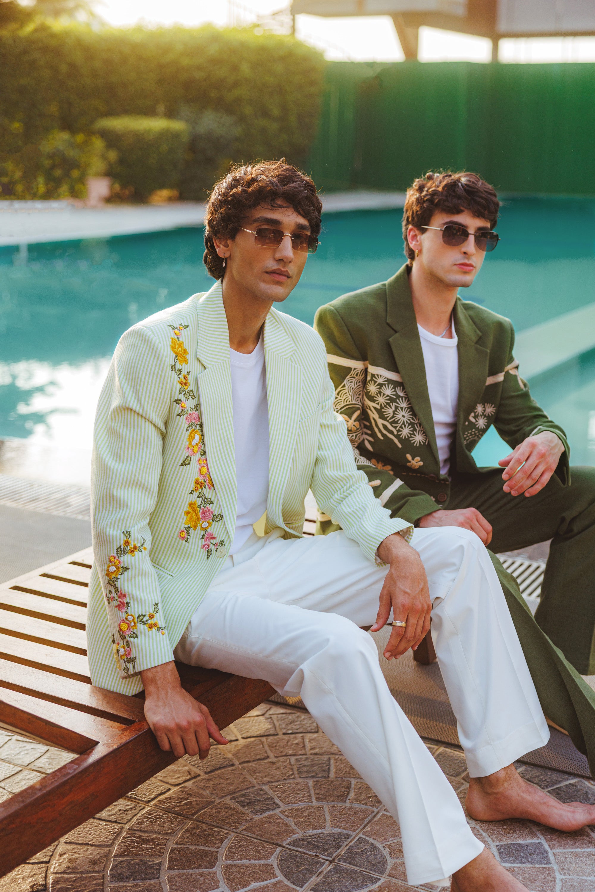 "Gardenia" hand embroidered blazer