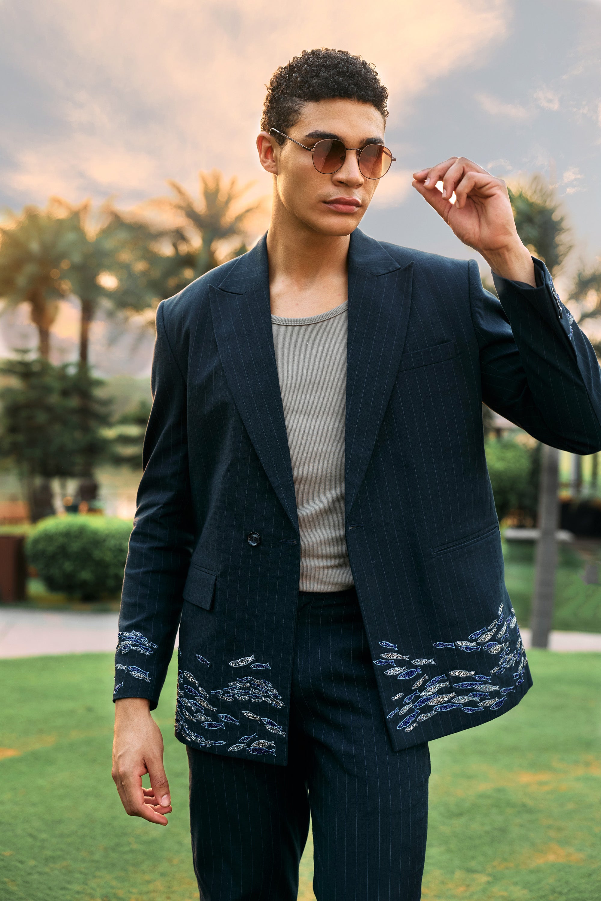 “Le Seychelles” hand embroidered blazer