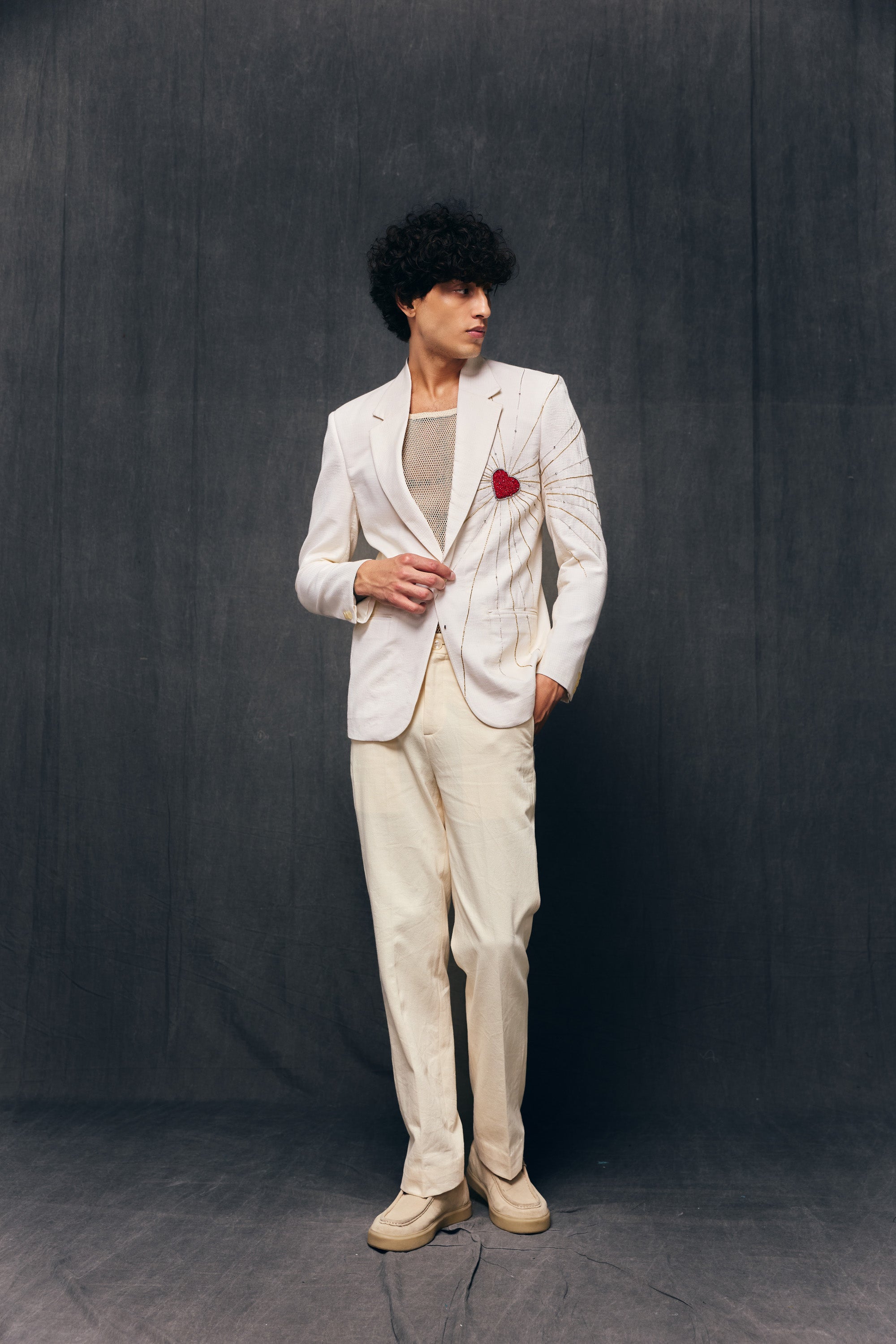 "Lover" hand embroidered blazer-