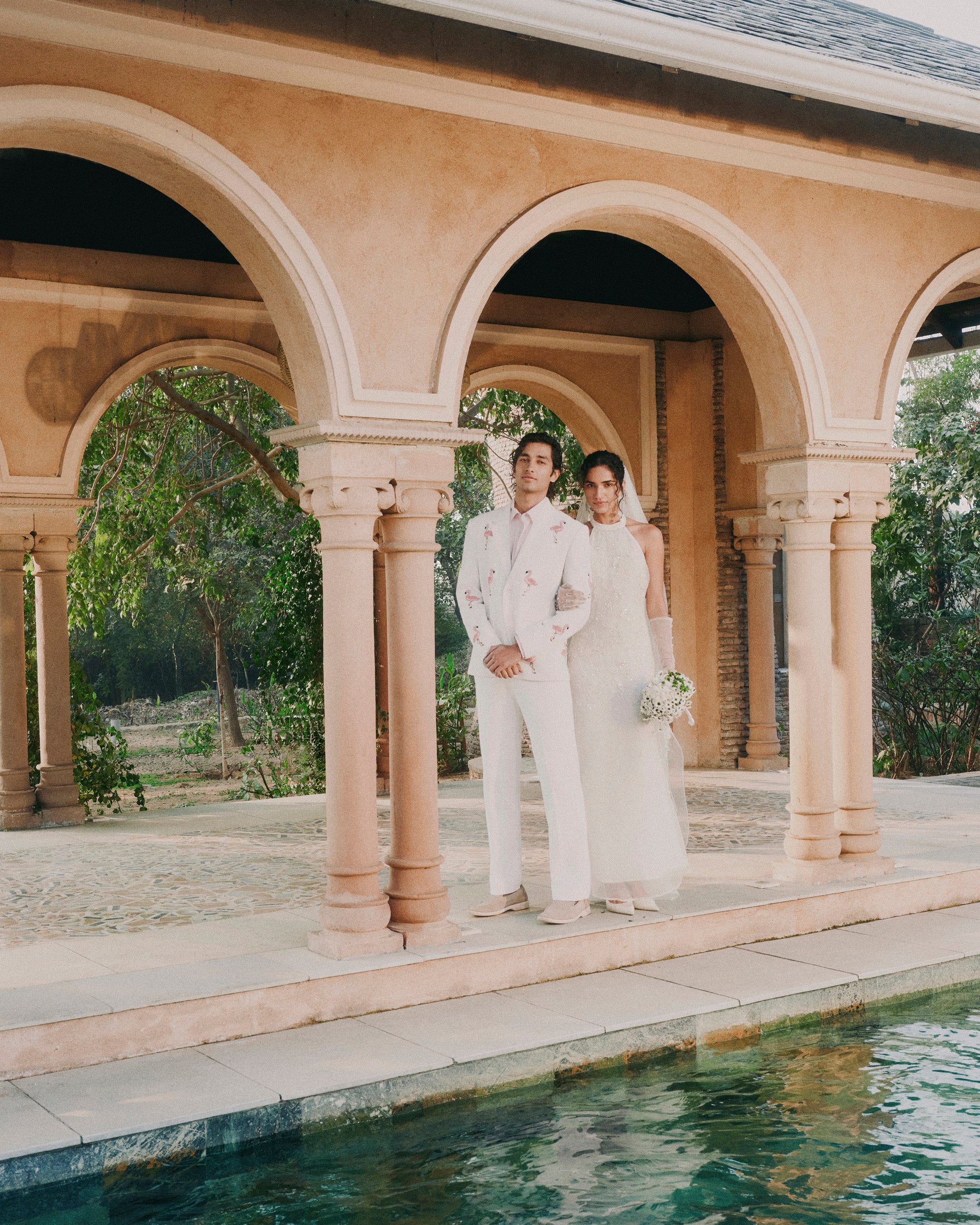 "Le Flamingo" hand embroidered blazer