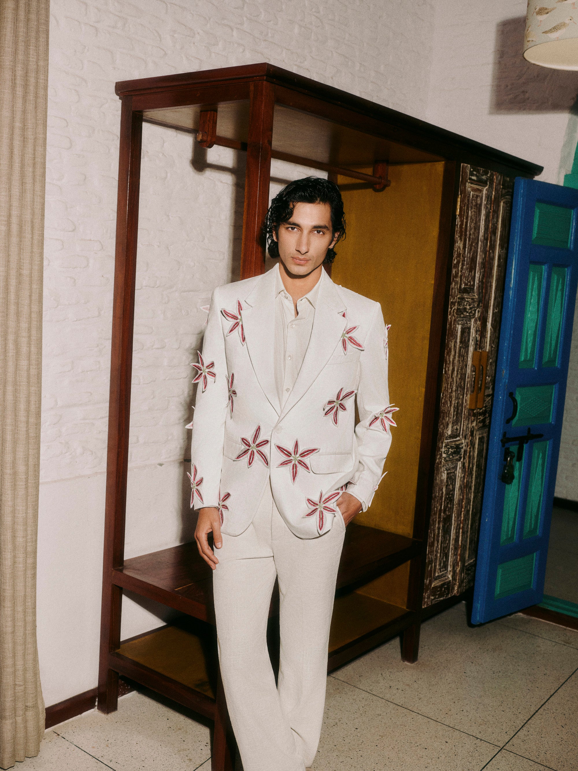Hand embroidered Lillies blazer