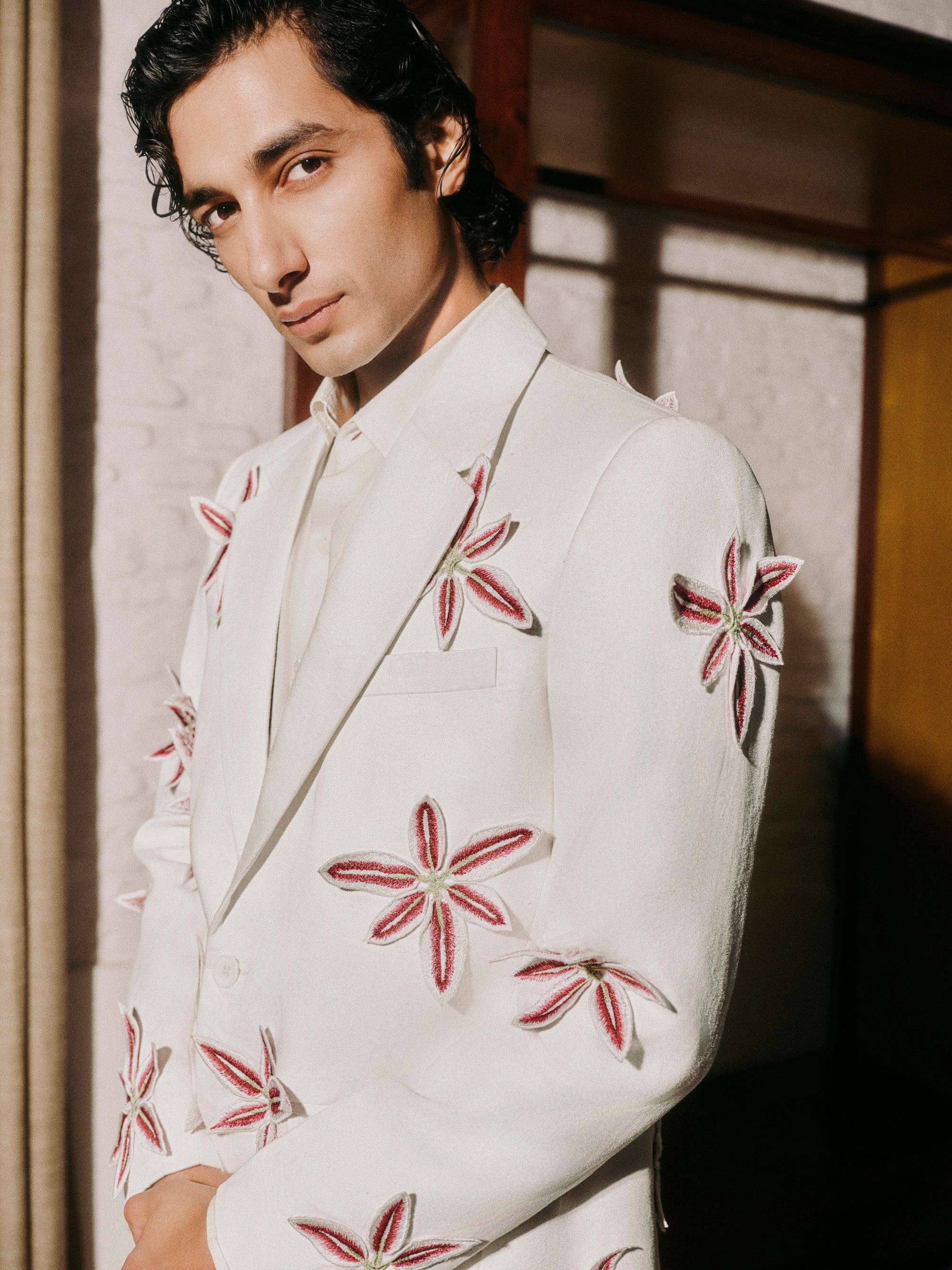 Hand embroidered Lillies blazer