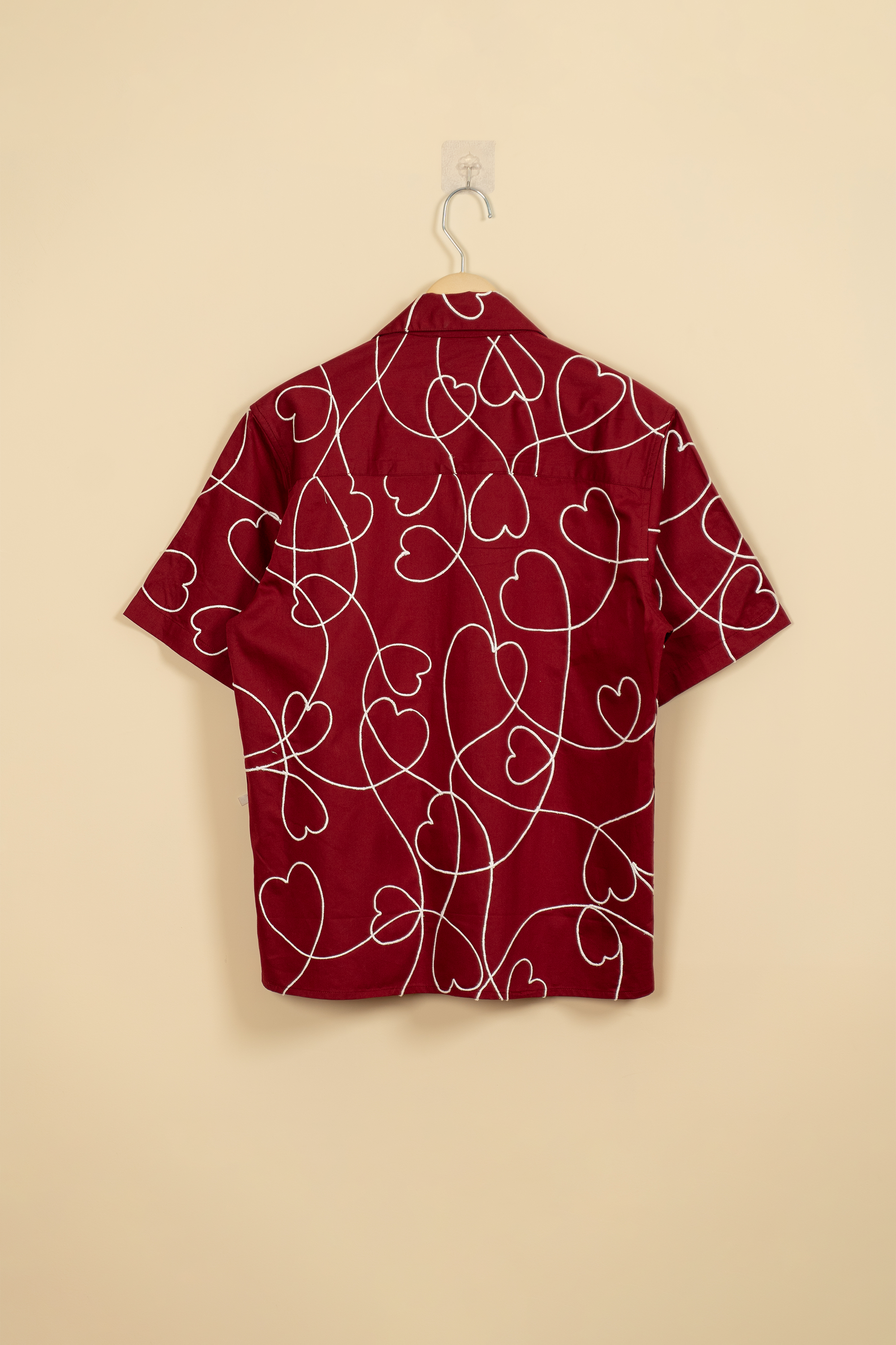 "Love scribbles" embroidered shirt- Red