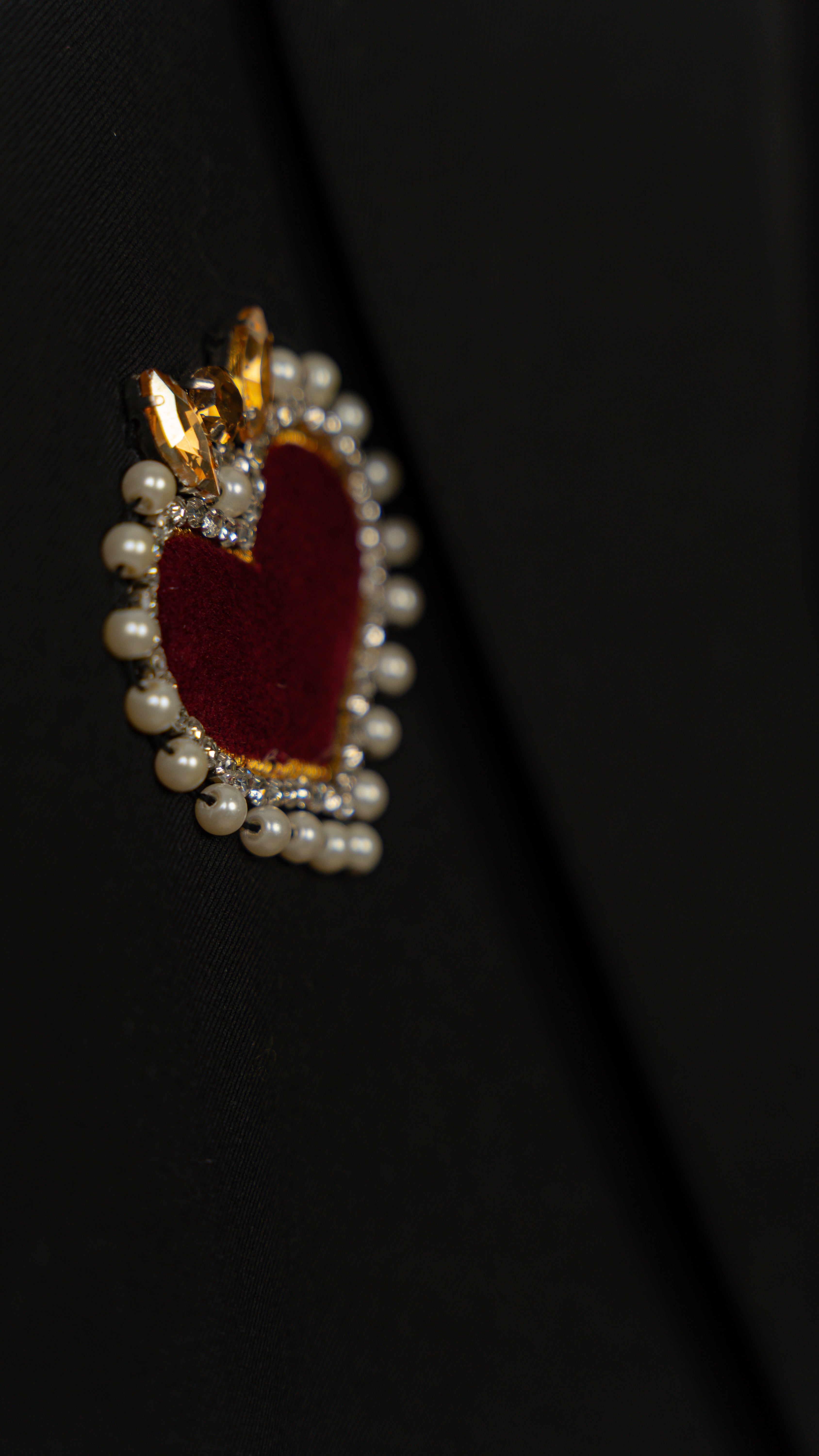 “Velvet hearts” hand embroidered blazer