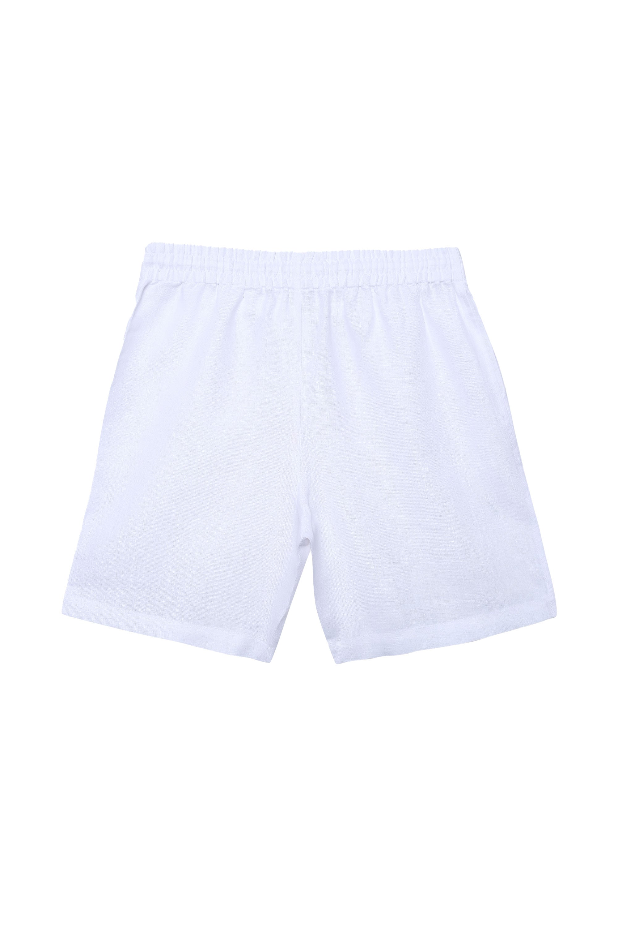 Santorini white linen shorts