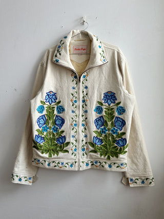 Botanical beadwork hand embroidered jacket