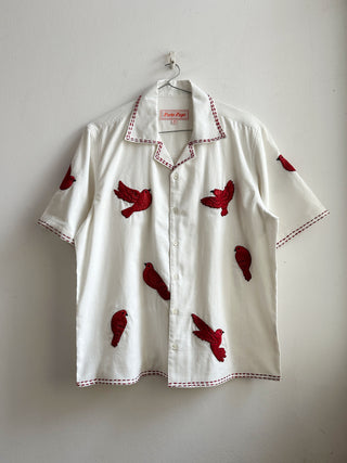 "Lovebirds" hand embroidered Shirt