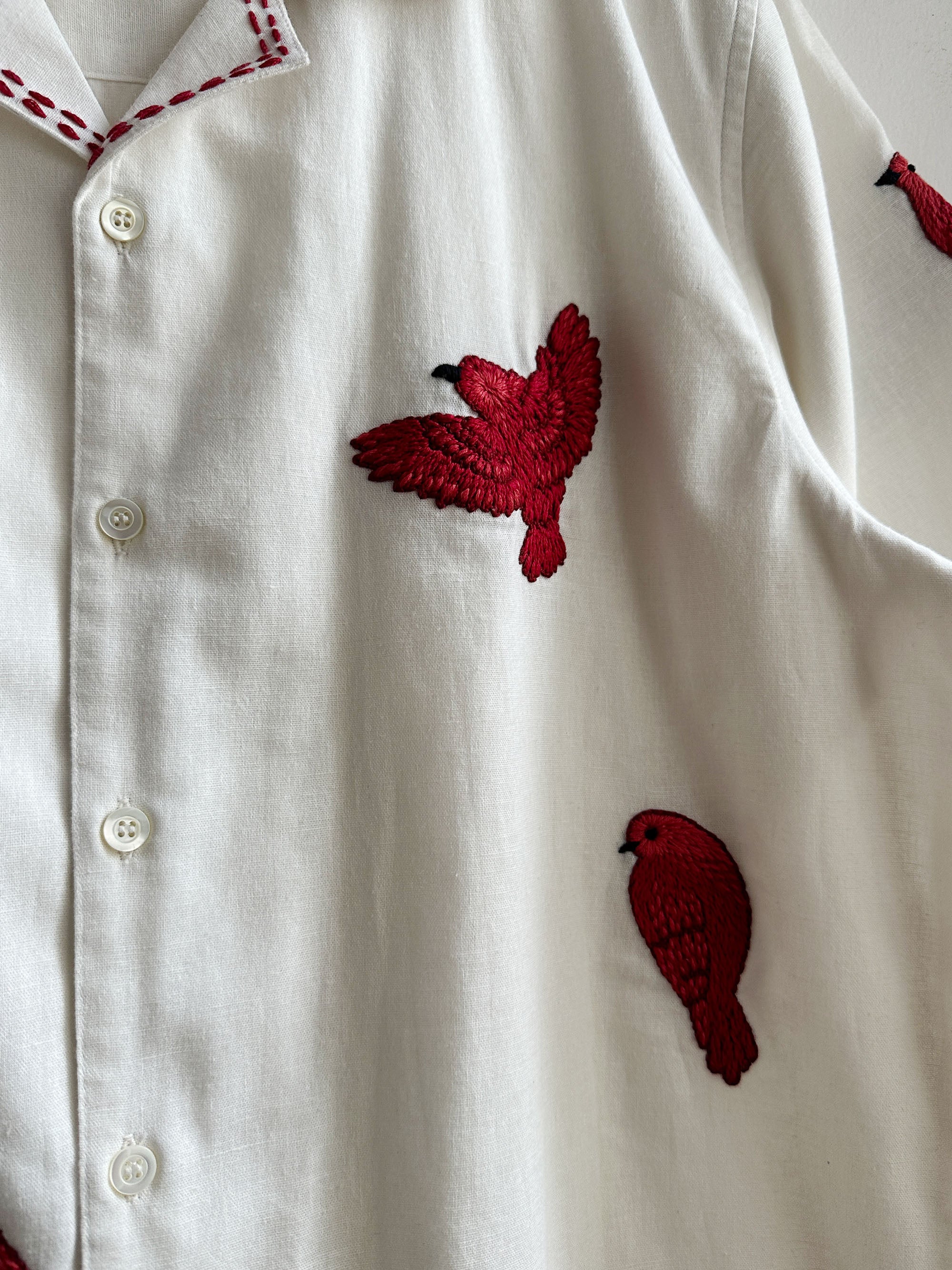 "Lovebirds" hand embroidered Shirt