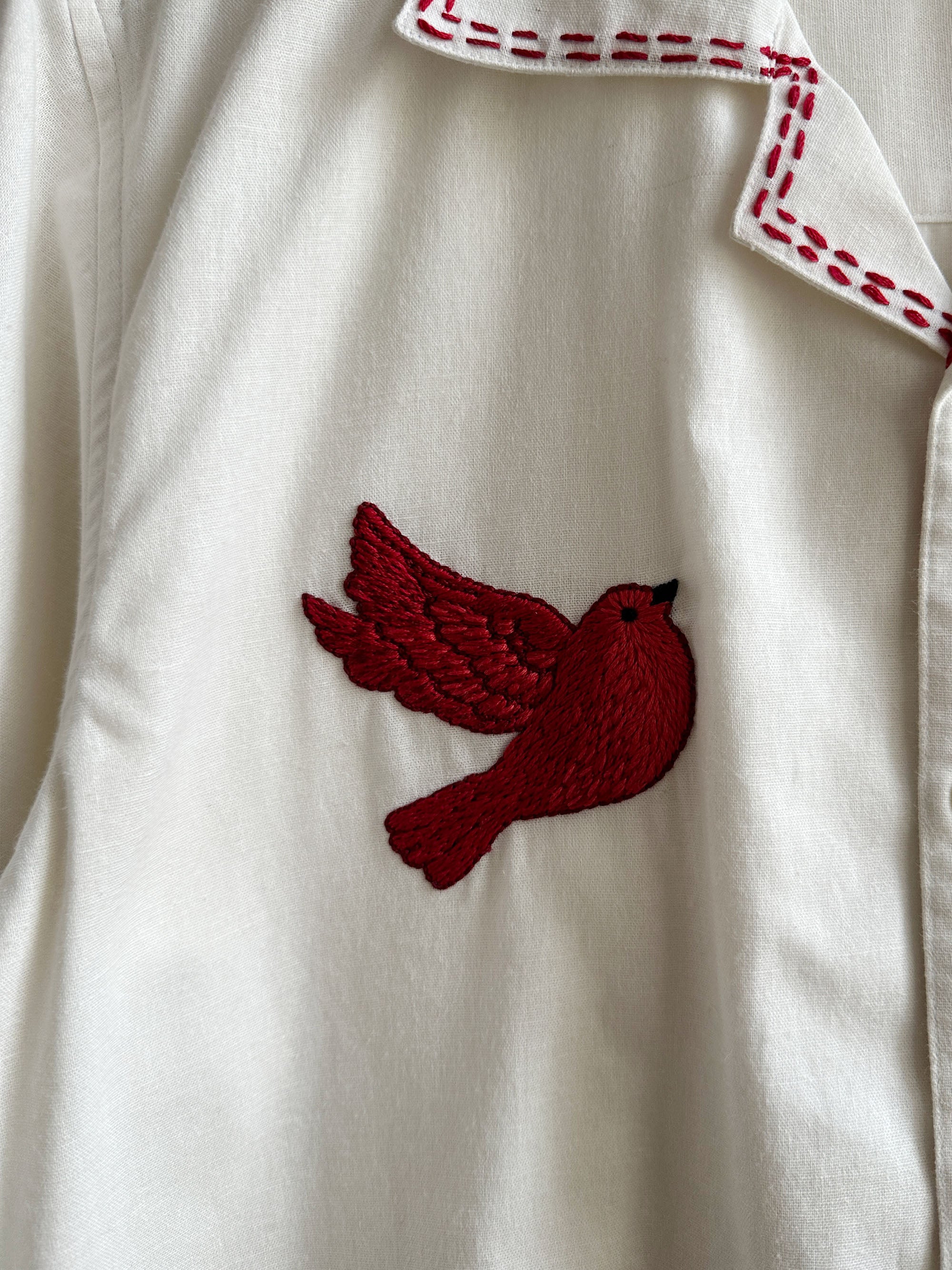 "Lovebirds" hand embroidered Shirt