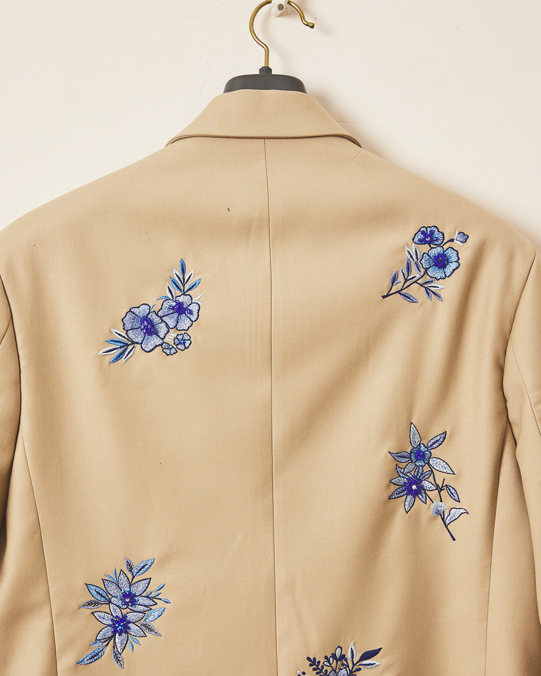 Blue floral hand embroidered blazer