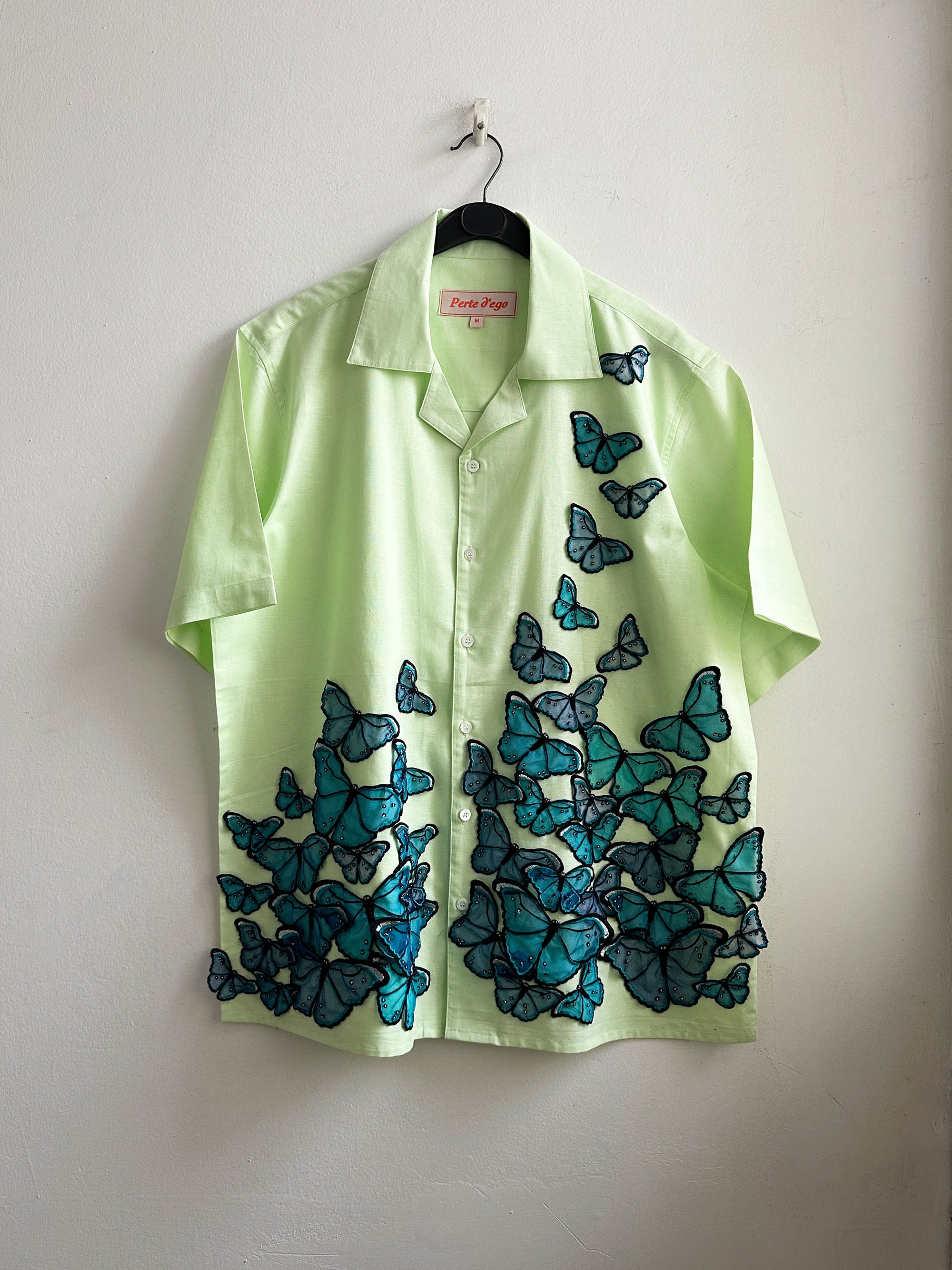 "Le morpho" hand embroidered shirt