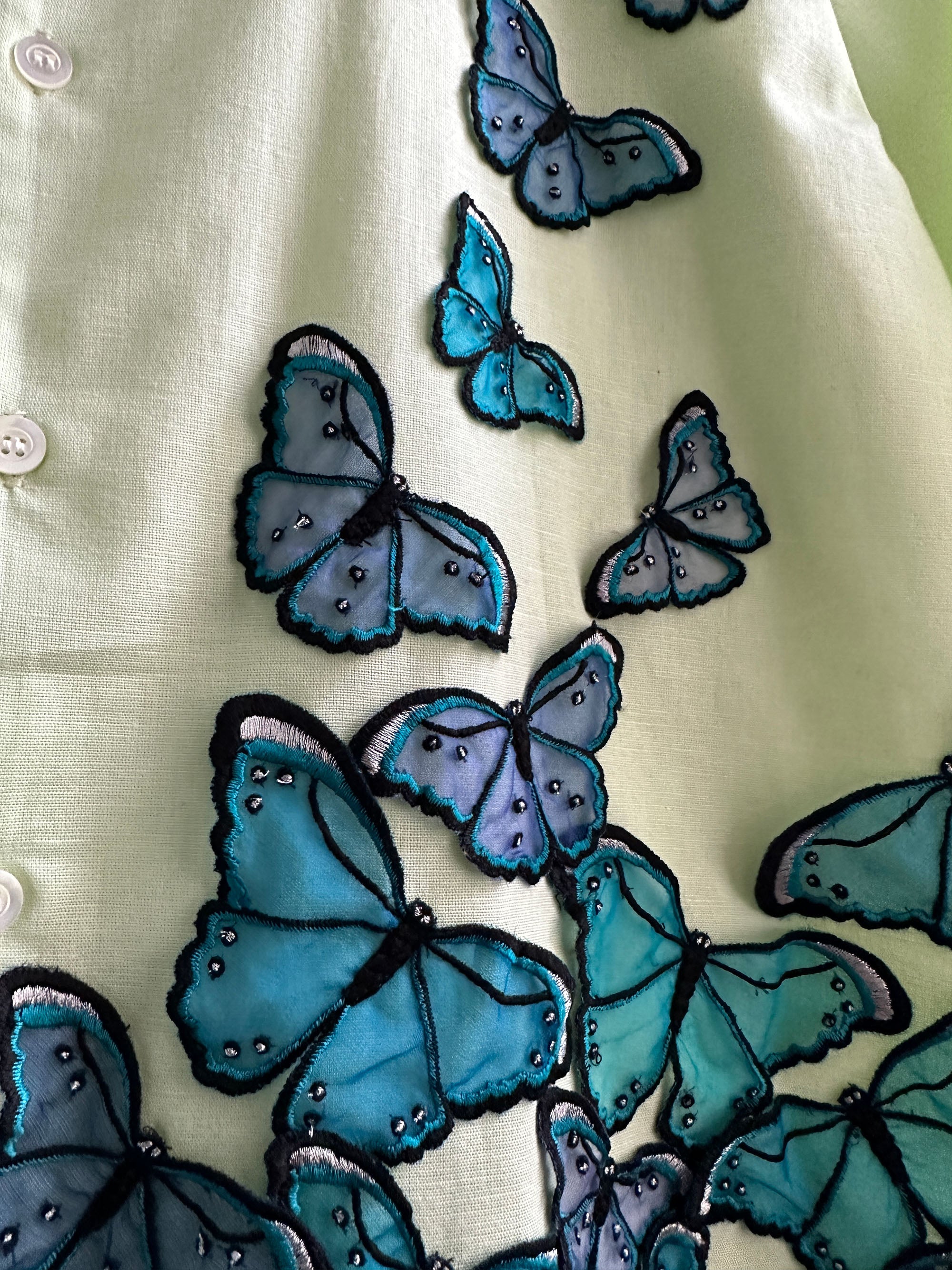 "Le morpho" hand embroidered shirt